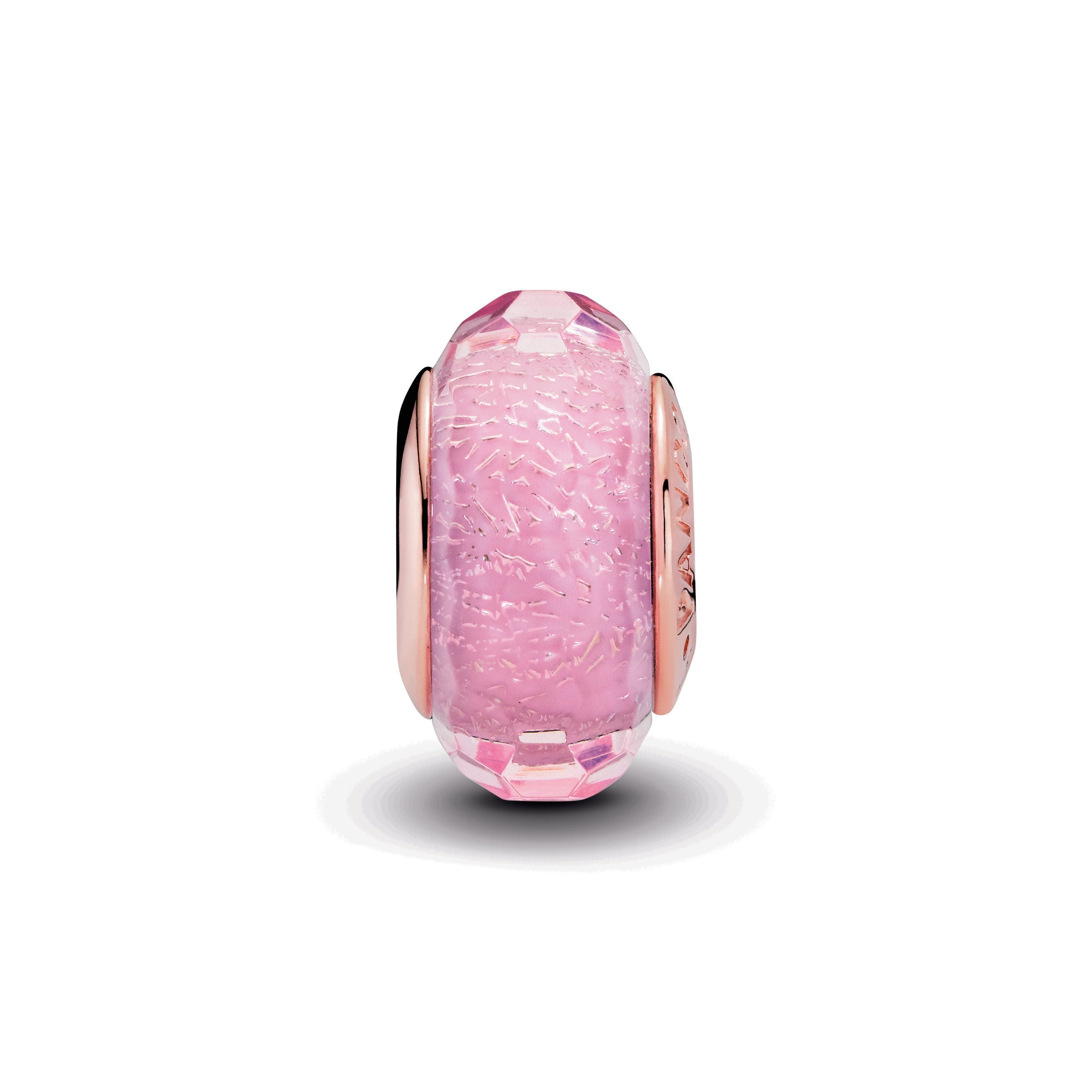 PANDORA Faceted Pink Murano Glass Charm 14K Rose Gold Plated Unique Metal Blend Charms Bracelet Charm Jewelry Gift