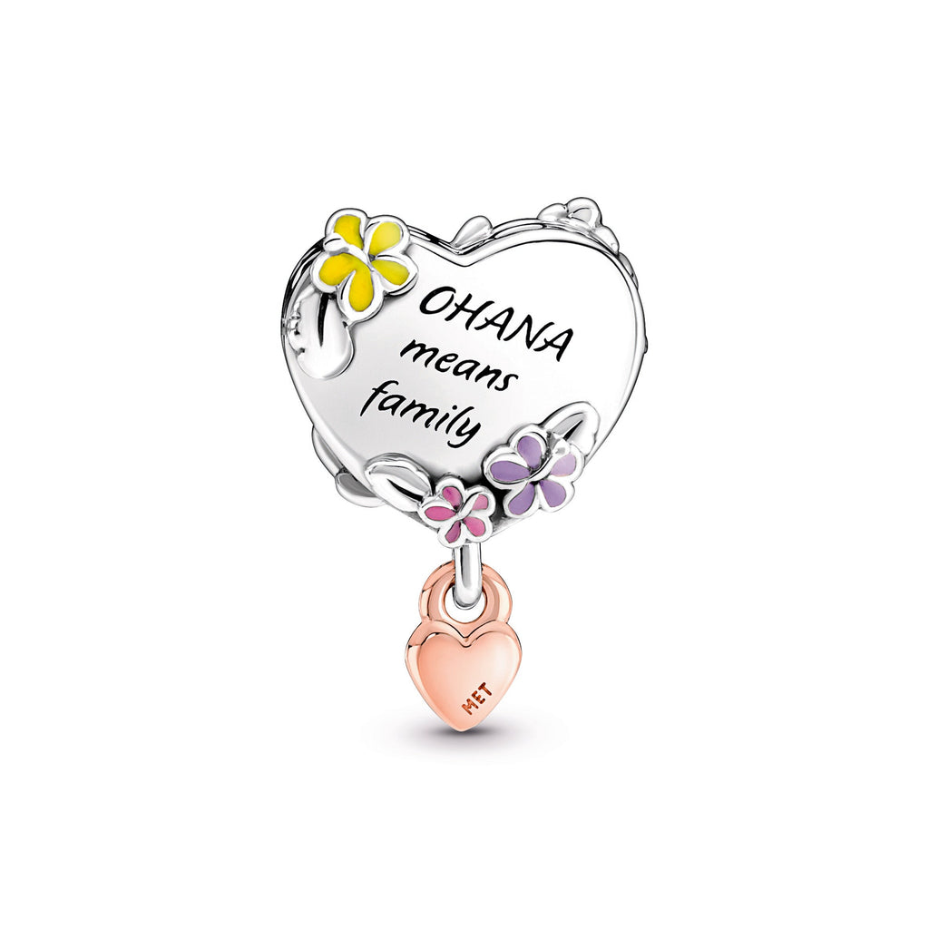PANDORA Disney Ohana Lilo And Stitch Inspired Charm 14K Rose Gold Plated Unique Metal Blend Charms Bracelet Charm Jewelry Gift