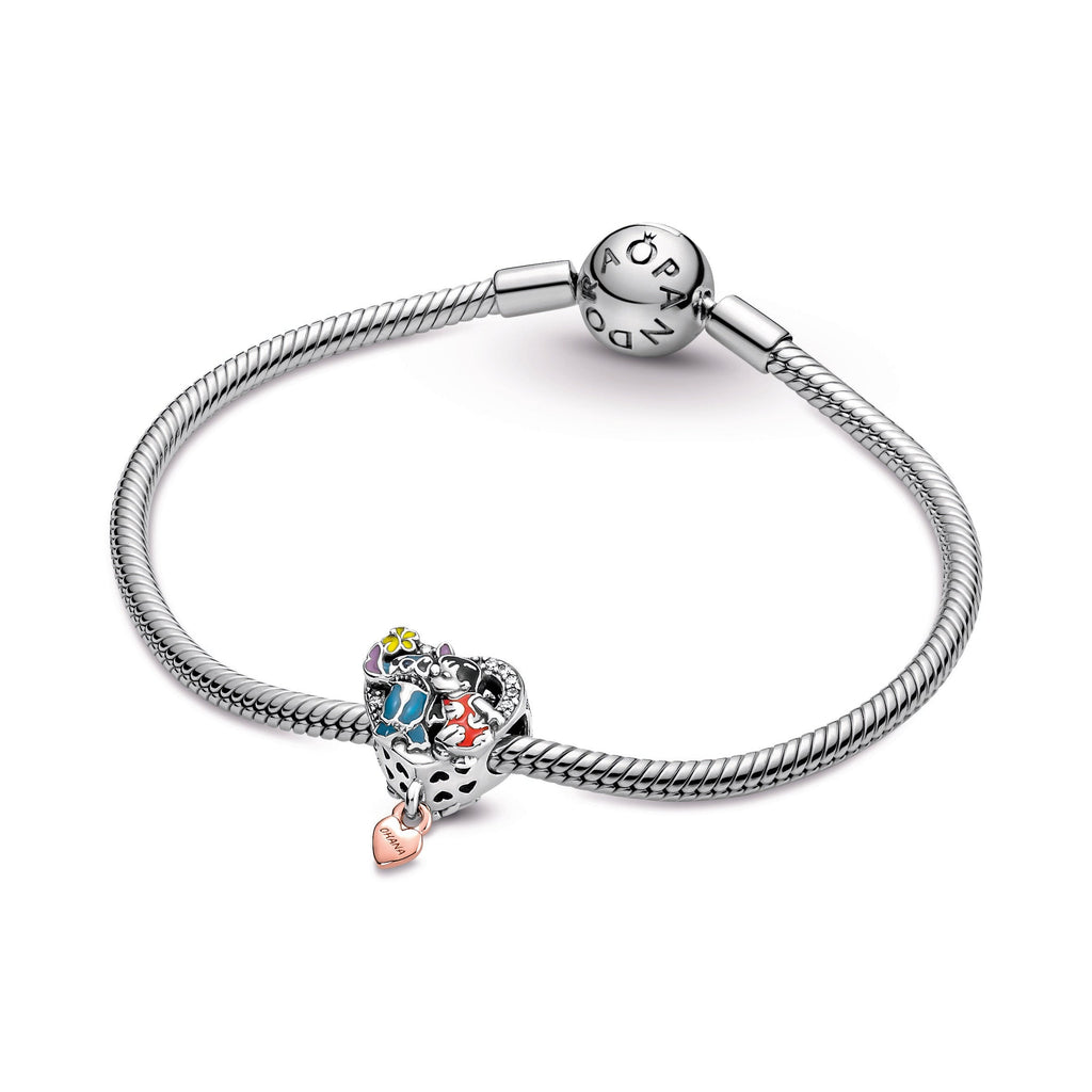 PANDORA Disney Ohana Lilo And Stitch Inspired Charm 14K Rose Gold Plated Unique Metal Blend Charms Bracelet Charm Jewelry Gift