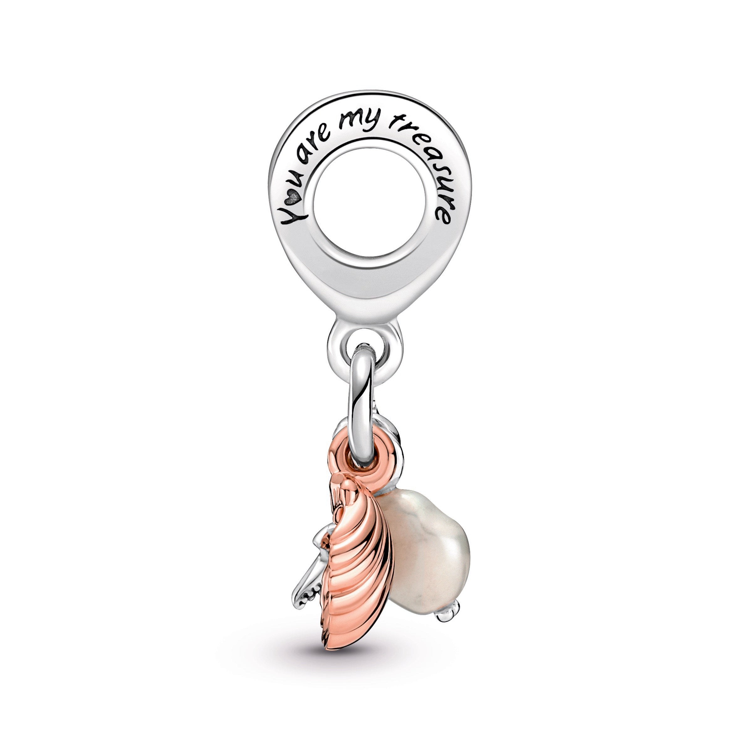 PANDORA Freshwater Cultured Pearl Starfish And Shell Triple Dangle Charm 14K Rose Gold Plated Unique Metal Blend Charms Bracelet Charm Jewelry Gift