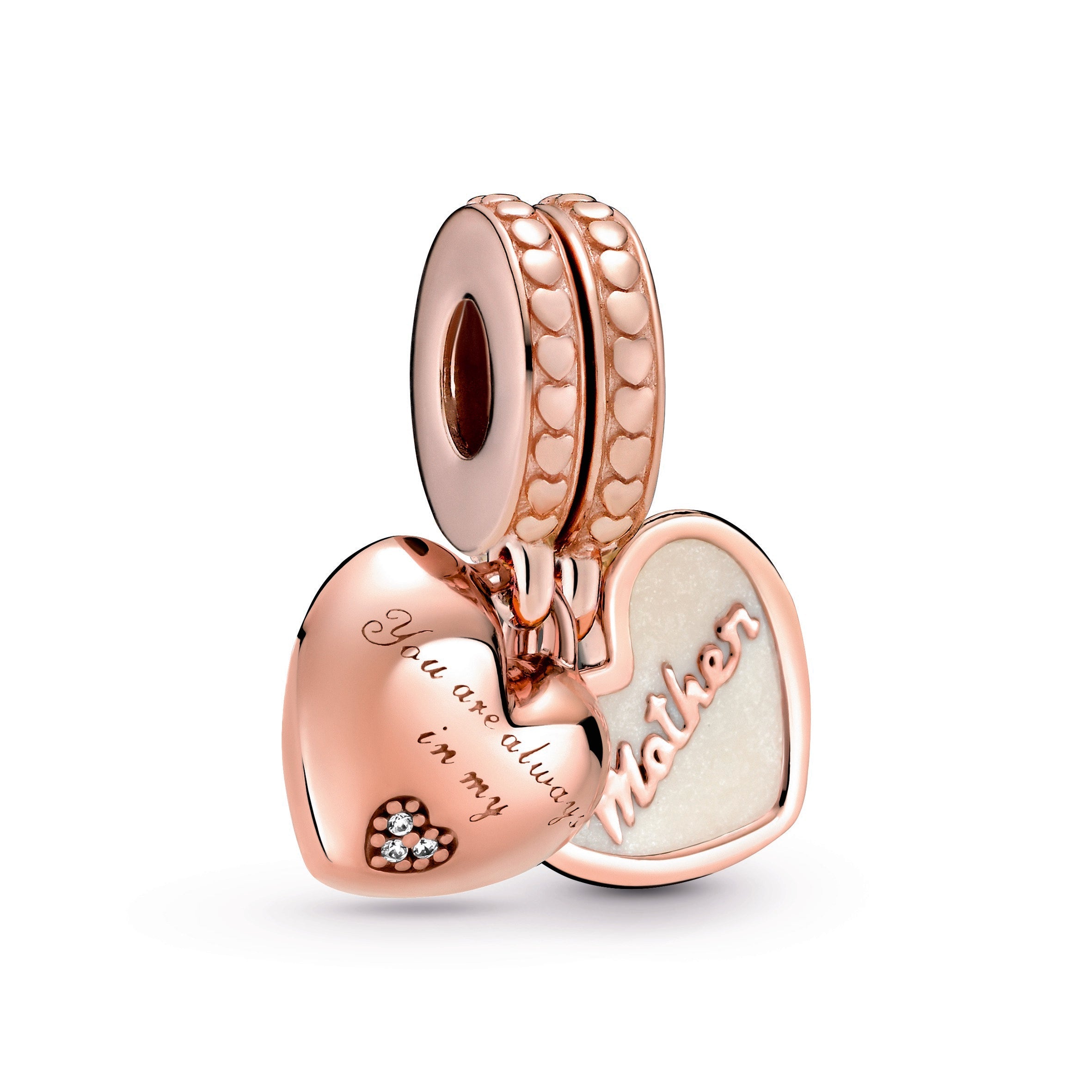 PANDORA You Re Always In My Heart Split Dangle Charm 14K Rose Gold Plated Unique Metal Blend Charms Bracelet Charm Jewelry Gift
