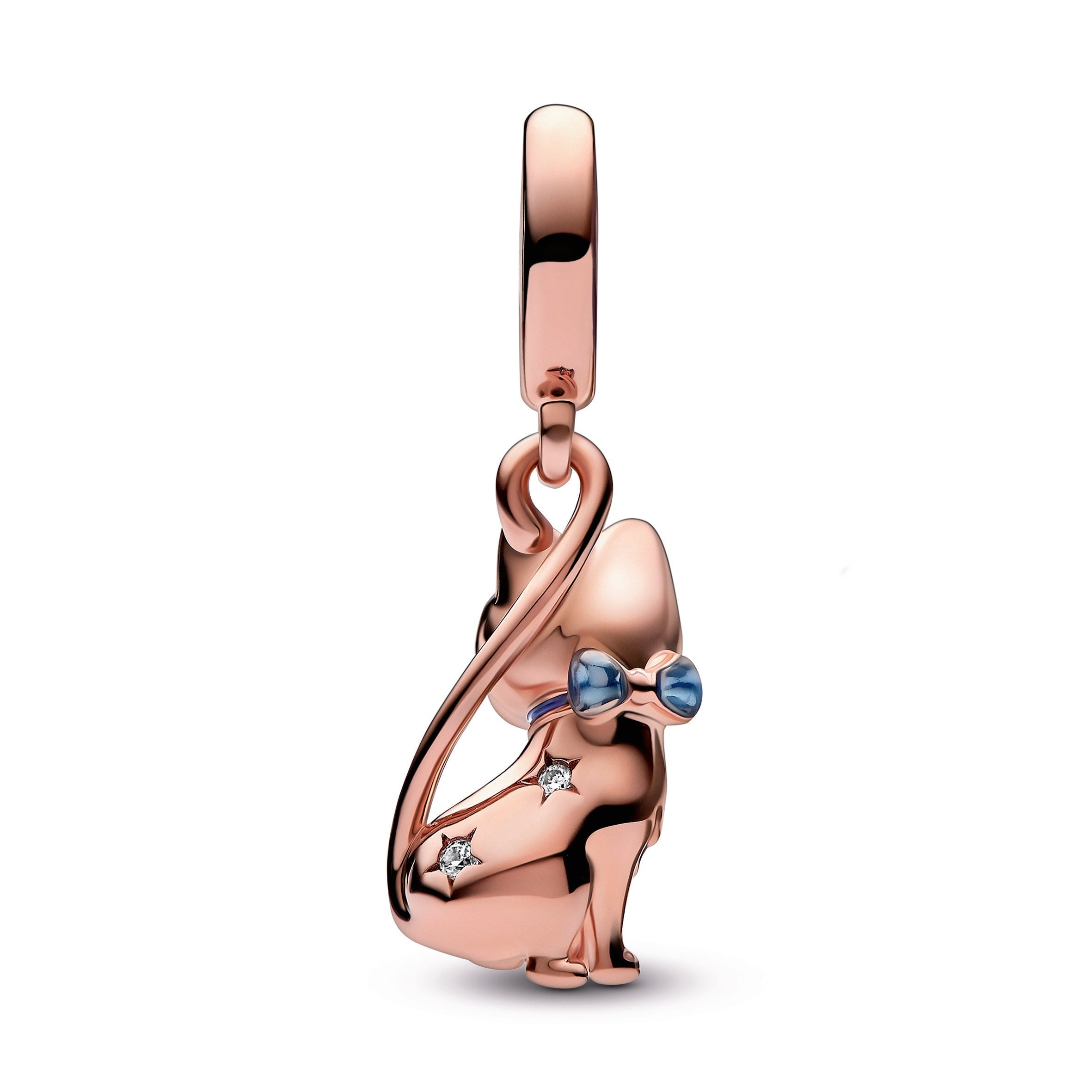 PANDORA Sparkling Pet Cat Dangle Charm 14K Rose Gold Plated Unique Metal Blend Animals Charms Bracelet Charm Jewelry Gift