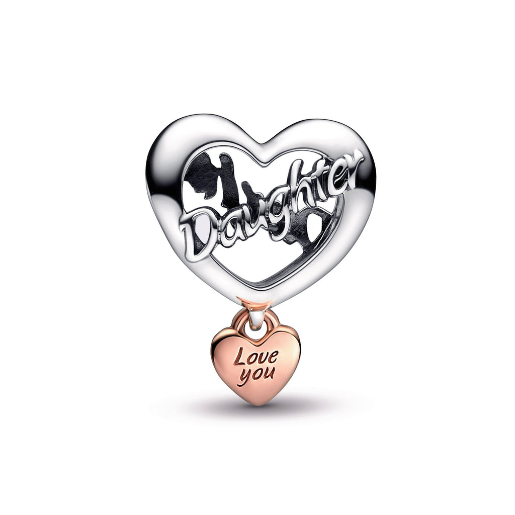 PANDORA Love You Daughter Heart Charm 14K Rose Gold Plated Unique Metal Blend Charms Bracelet Charm Jewelry Gift