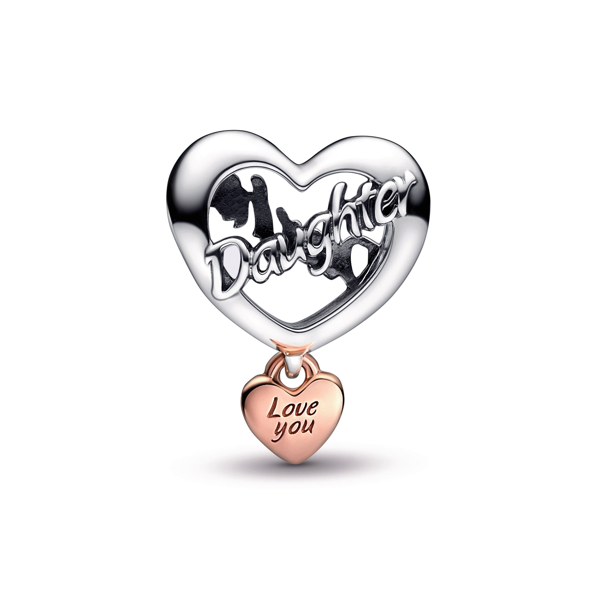 PANDORA Love You Daughter Heart Charm 14K Rose Gold Plated Unique Metal Blend Charms Bracelet Charm Jewelry Gift