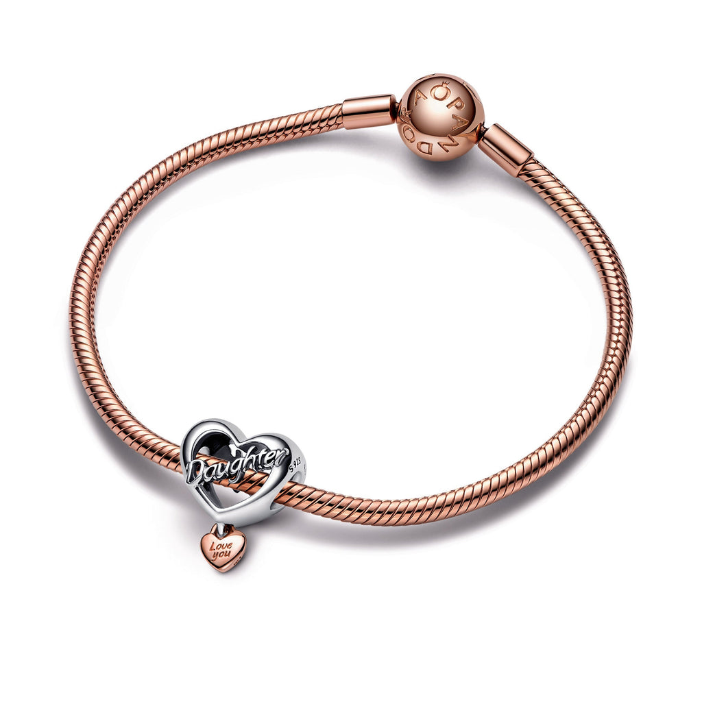 PANDORA Love You Daughter Heart Charm 14K Rose Gold Plated Unique Metal Blend Charms Bracelet Charm Jewelry Gift