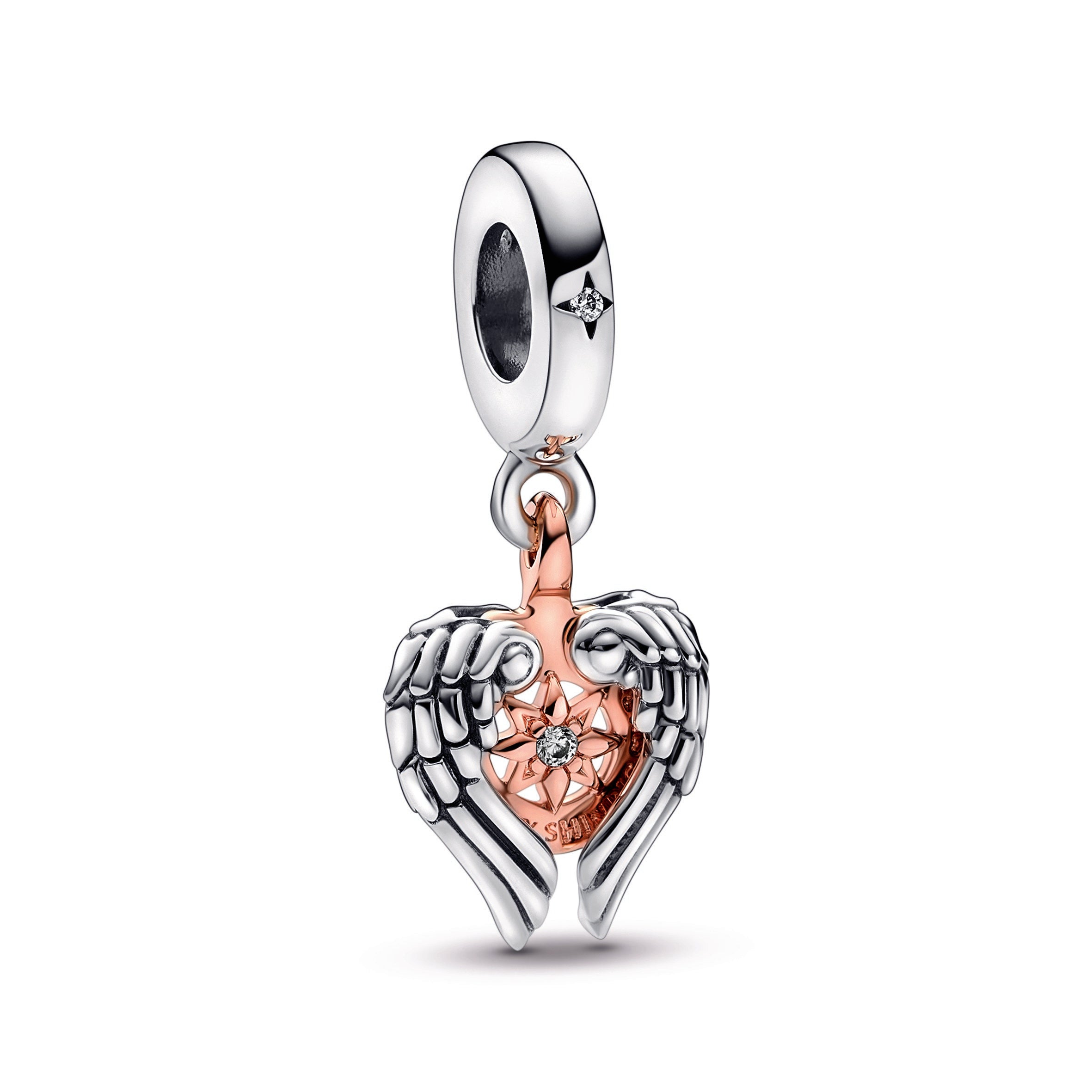 PANDORA Celestial Compass Angel Wings Dangle Charm 14K Rose Gold Plated Unique Metal Blend Charms Bracelet Charm Jewelry Gift