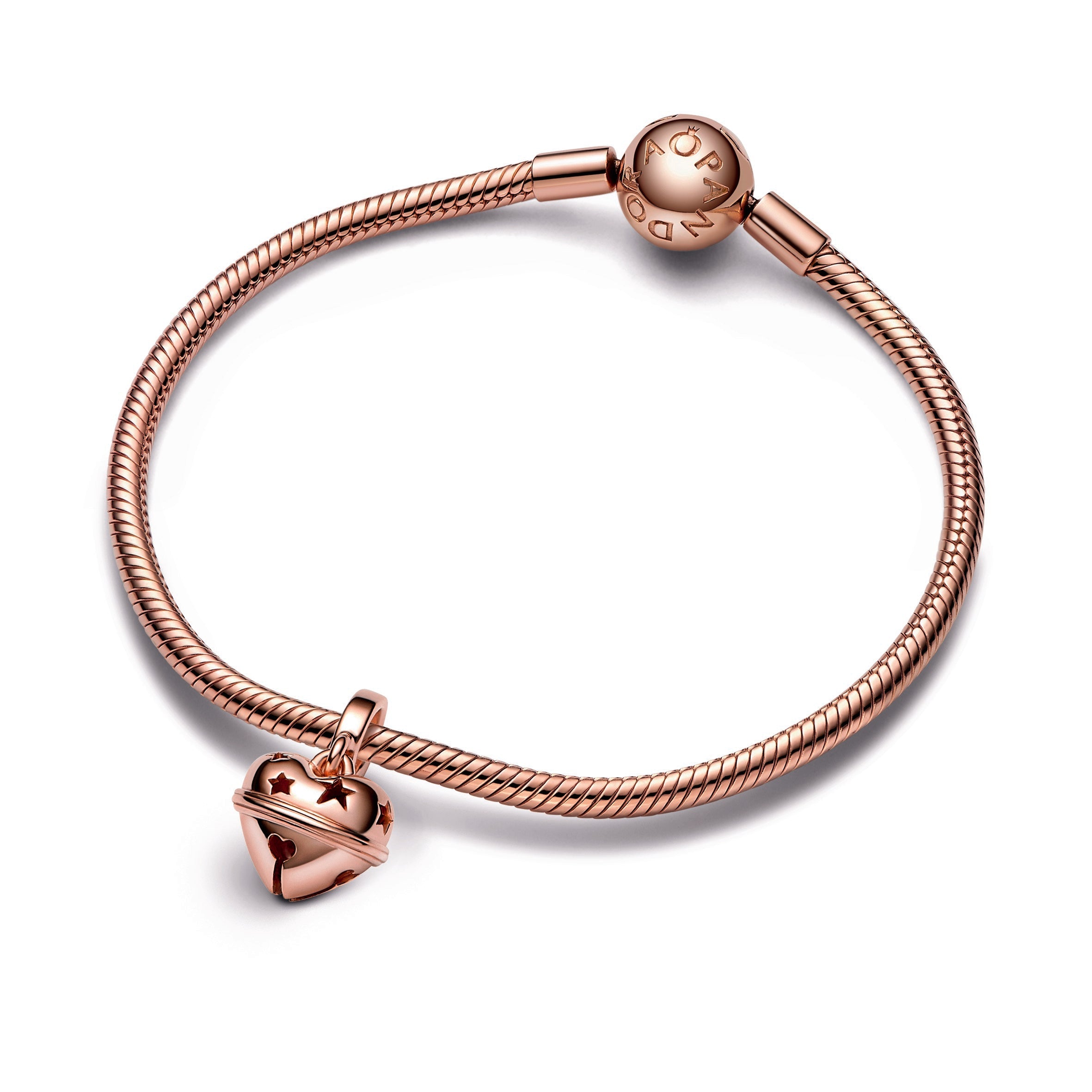 PANDORA Festive Bell Dangle Charm 14K Rose Gold Plated Unique Metal Blend Charms Bracelet Charm Jewelry Gift