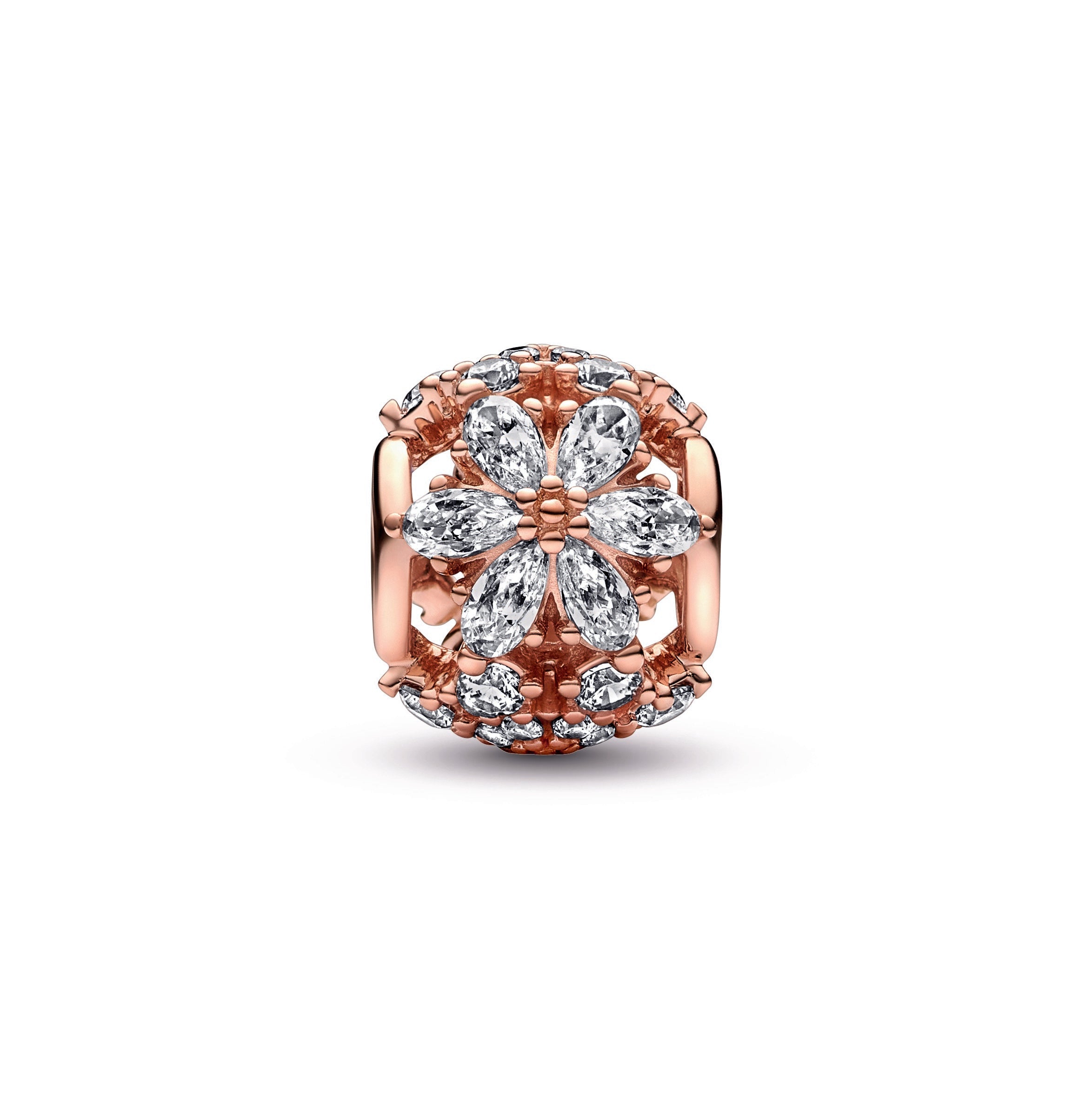 PANDORA Sparkling Herbarium Cluster Round Charm 14K Rose Gold Plated Unique Metal Blend Charms Bracelet Charm Jewelry Gift