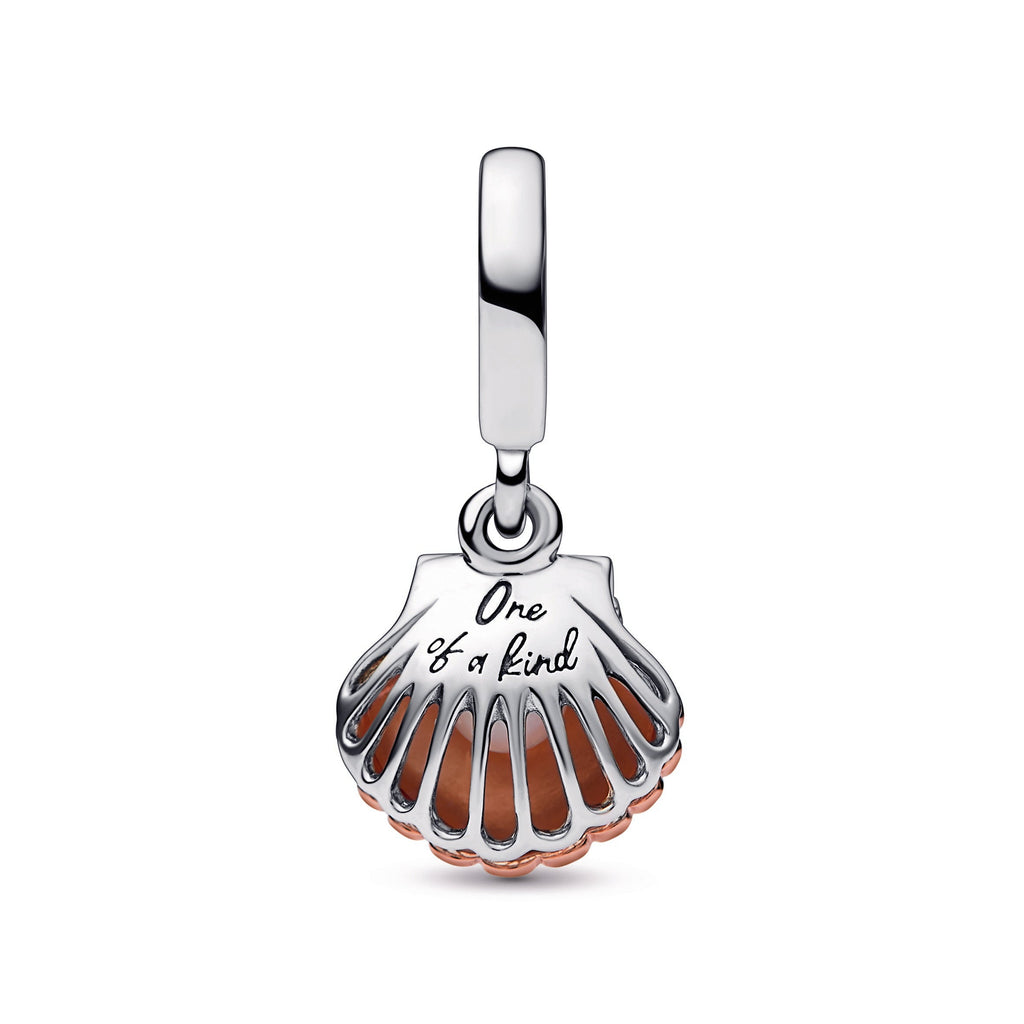 PANDORA Club 2023 Sea Shell And Treated Freshwater Cultured Pearl Dangle Charm 14K Rose Gold Plated Unique Metal Blend Charms Bracelet Charm Jewelry