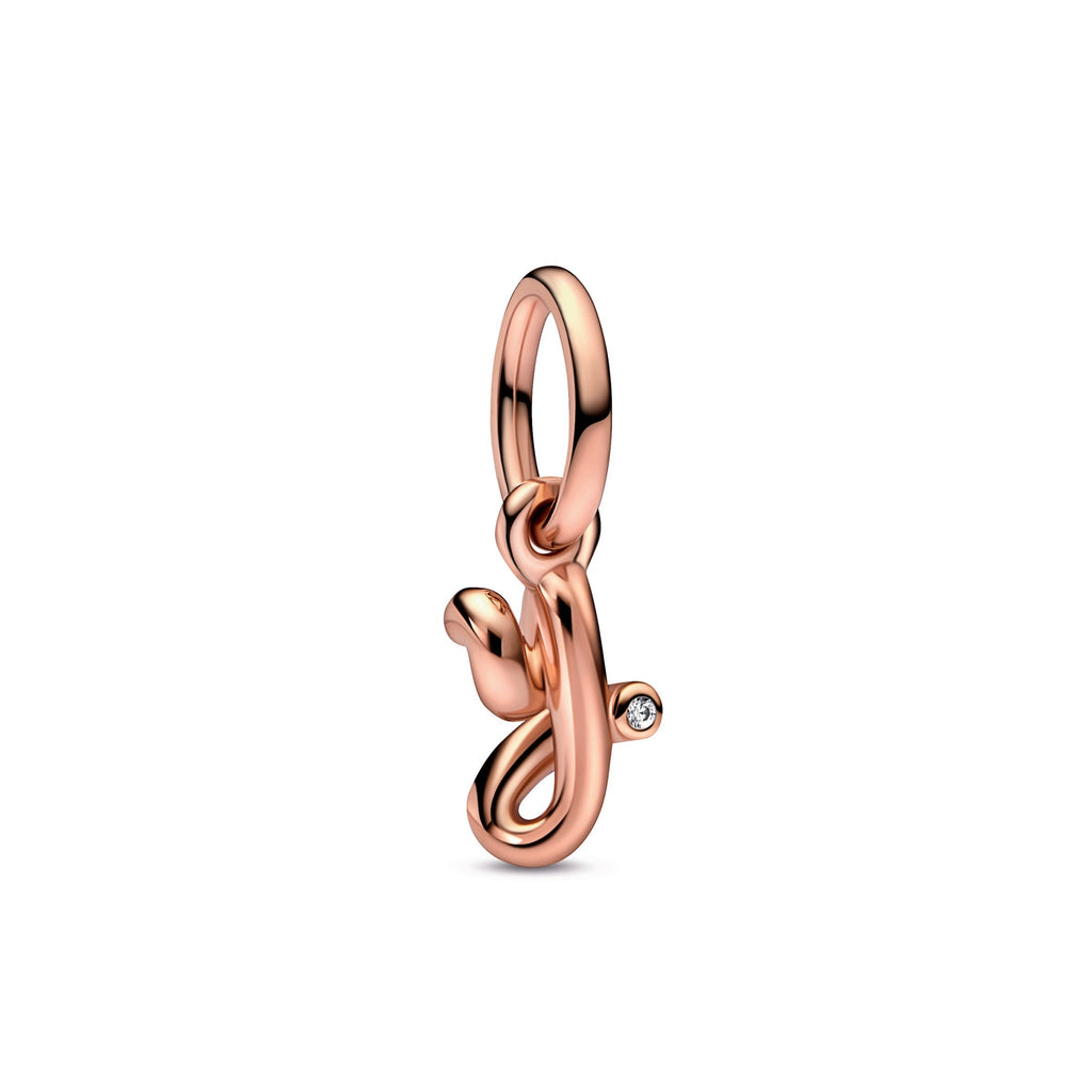 PANDORA Letter Y Script Alphabet Dangle Charm 14K Rose Gold Plated Unique Metal Blend Charms Bracelet Charm Jewelry Gift