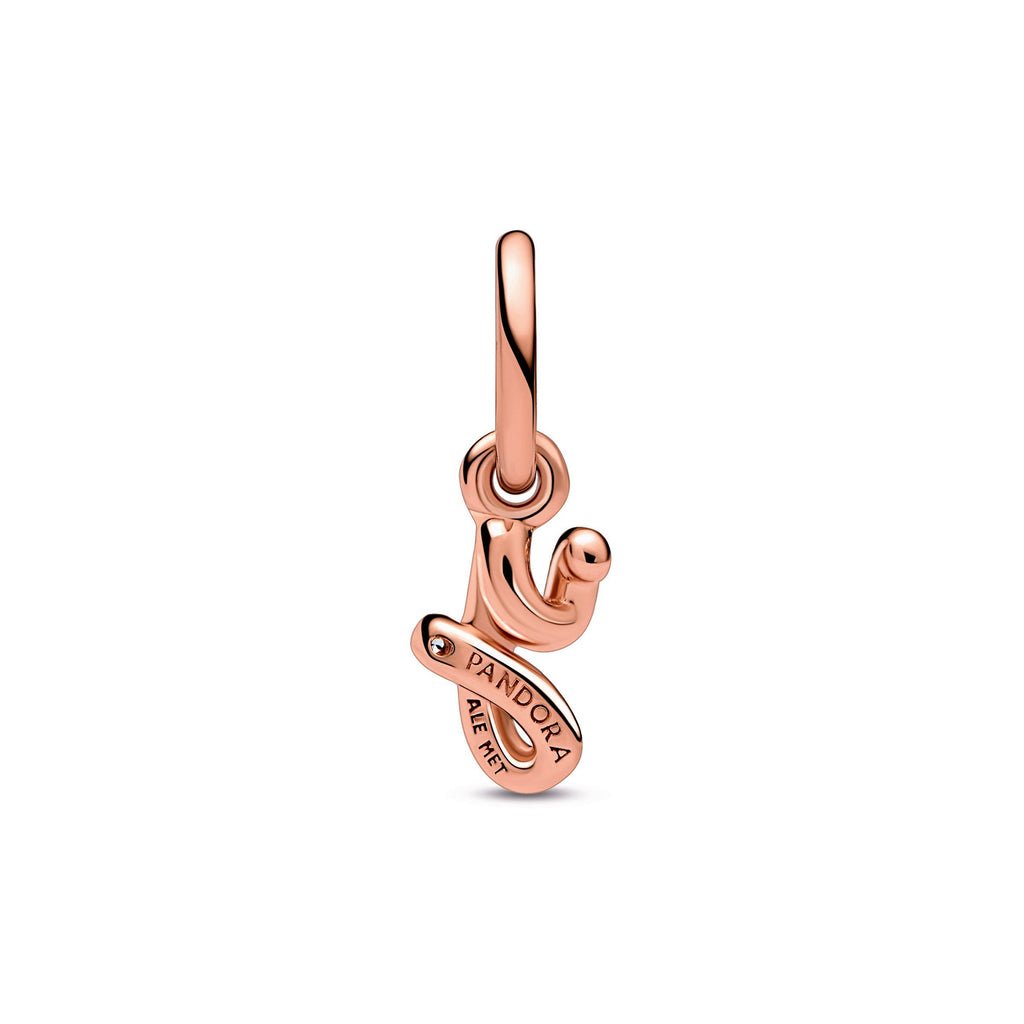 PANDORA Letter Y Script Alphabet Dangle Charm 14K Rose Gold Plated Unique Metal Blend Charms Bracelet Charm Jewelry Gift