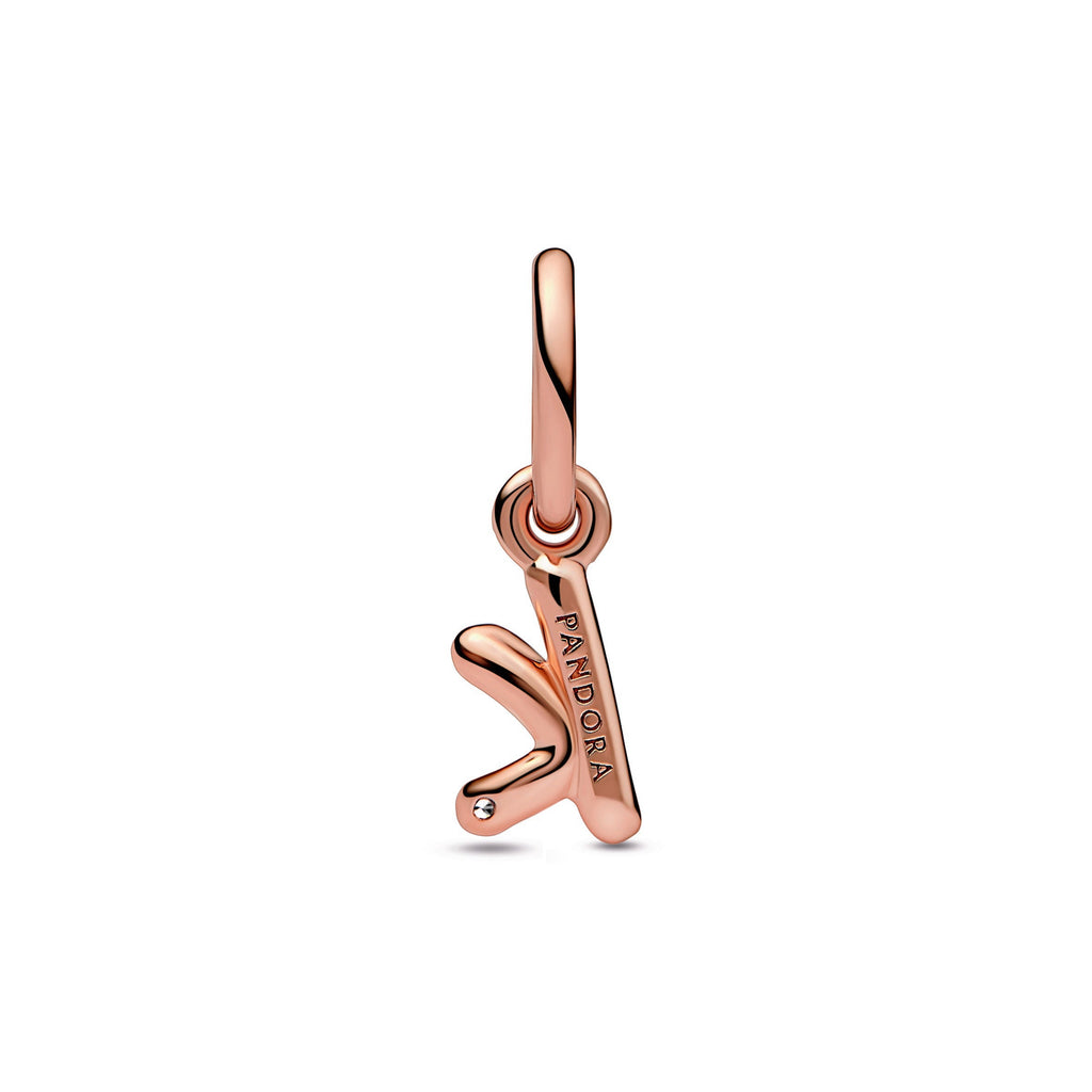 PANDORA Letter K Script Alphabet Dangle Charm 14K Rose Gold Plated Unique Metal Blend Charms Bracelet Charm Jewelry Gift