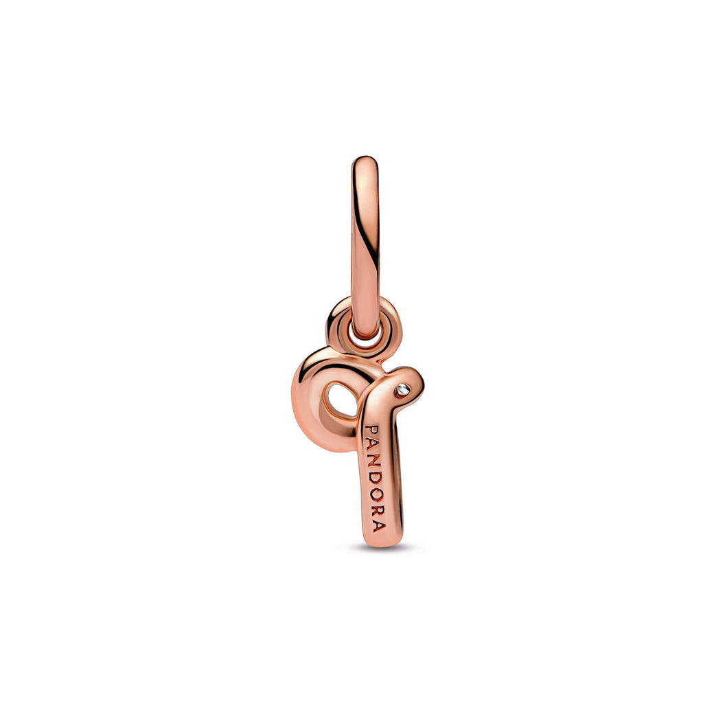 PANDORA Letter P Script Alphabet Dangle Charm 14K Rose Gold Plated Unique Metal Blend Charms Bracelet Charm Jewelry Gift