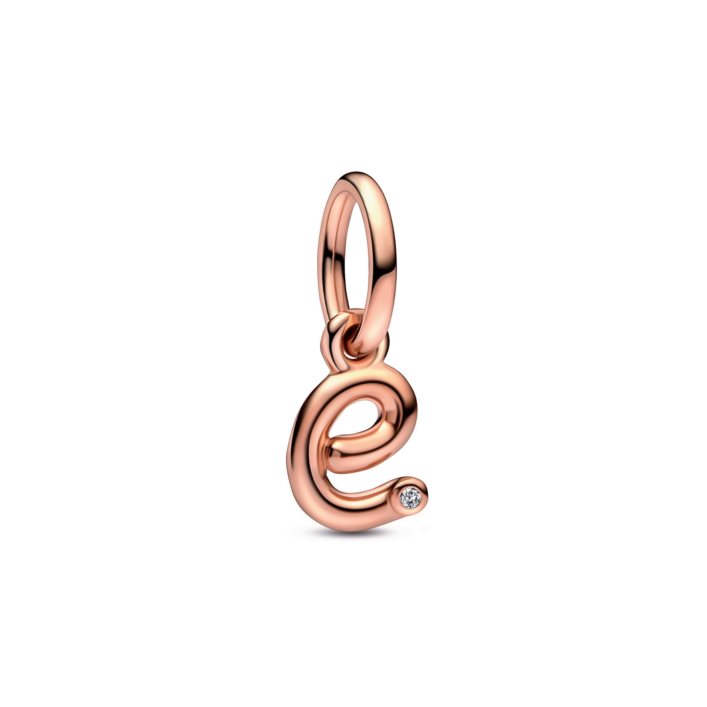 PANDORA Letter E Script Alphabet Dangle Charm 14K Rose Gold Plated Unique Metal Blend Charms Bracelet Charm Jewelry Gift