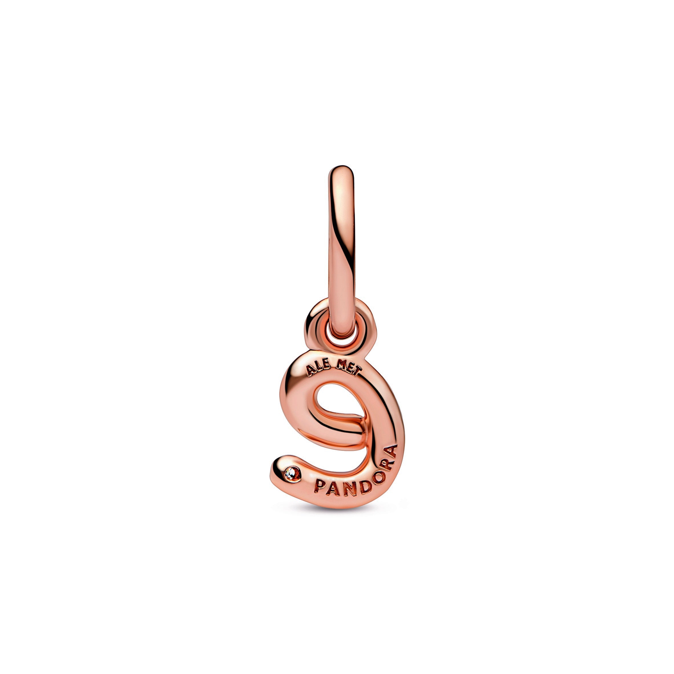 PANDORA Letter E Script Alphabet Dangle Charm 14K Rose Gold Plated Unique Metal Blend Charms Bracelet Charm Jewelry Gift