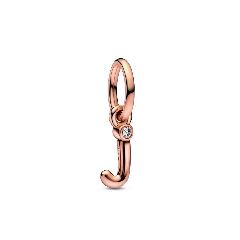 PANDORA Letter J Script Alphabet Dangle Charm 14K Rose Gold Plated Unique Metal Blend Charms Bracelet Charm Jewelry Gift
