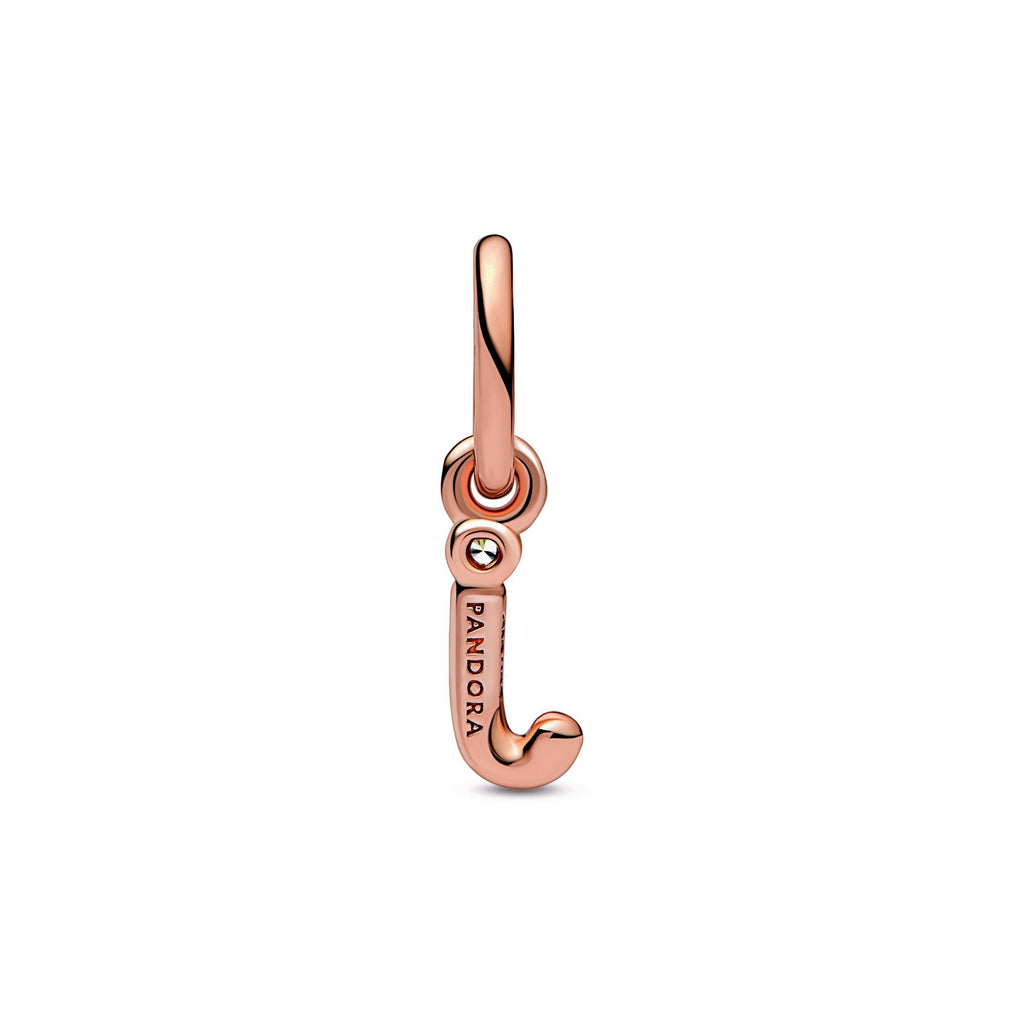 PANDORA Letter J Script Alphabet Dangle Charm 14K Rose Gold Plated Unique Metal Blend Charms Bracelet Charm Jewelry Gift