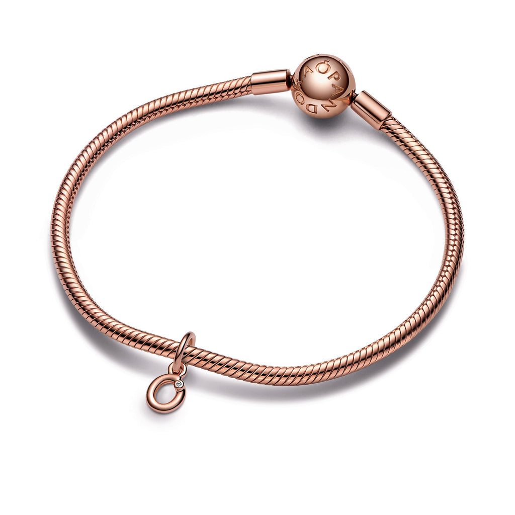 PANDORA Letter O Script Alphabet Dangle Charm 14K Rose Gold Plated Unique Metal Blend Charms Bracelet Charm Jewelry Gift