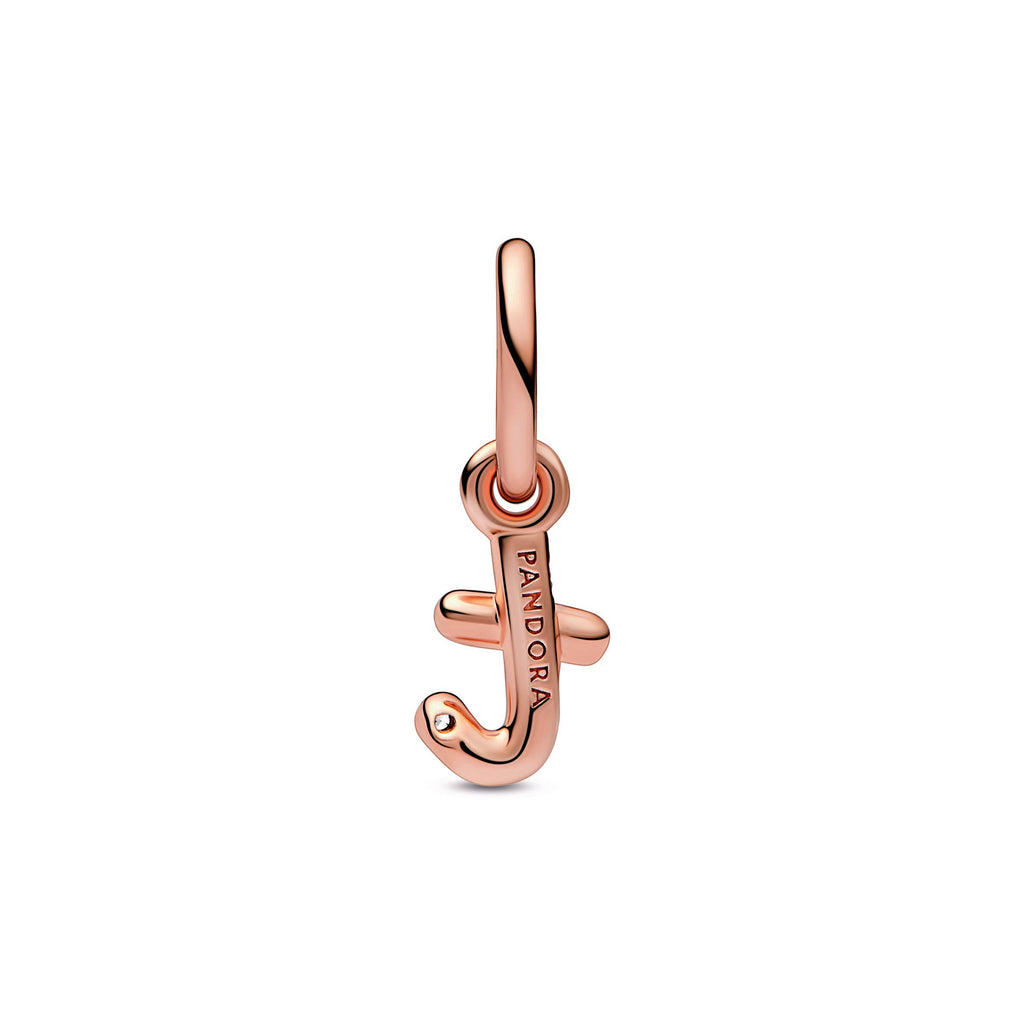 PANDORA Letter T Script Alphabet Dangle Charm 14K Rose Gold Plated Unique Metal Blend Charms Bracelet Charm Jewelry Gift