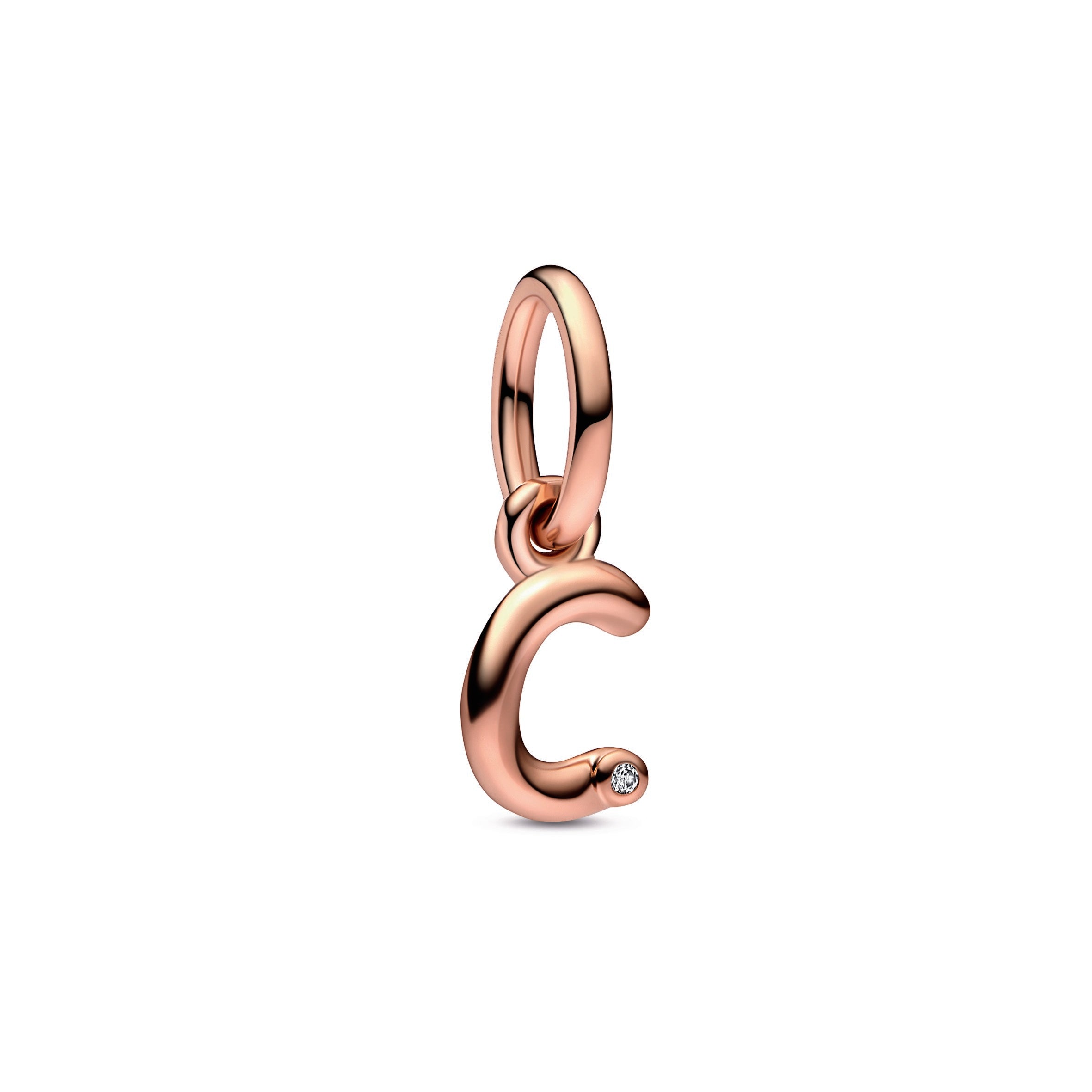 PANDORA Letter C Script Alphabet Dangle Charm 14K Rose Gold Plated Unique Metal Blend Charms Bracelet Charm Jewelry Gift