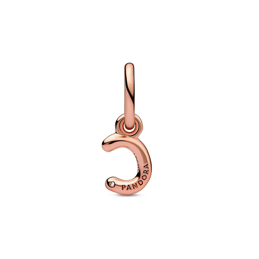 PANDORA Letter C Script Alphabet Dangle Charm 14K Rose Gold Plated Unique Metal Blend Charms Bracelet Charm Jewelry Gift