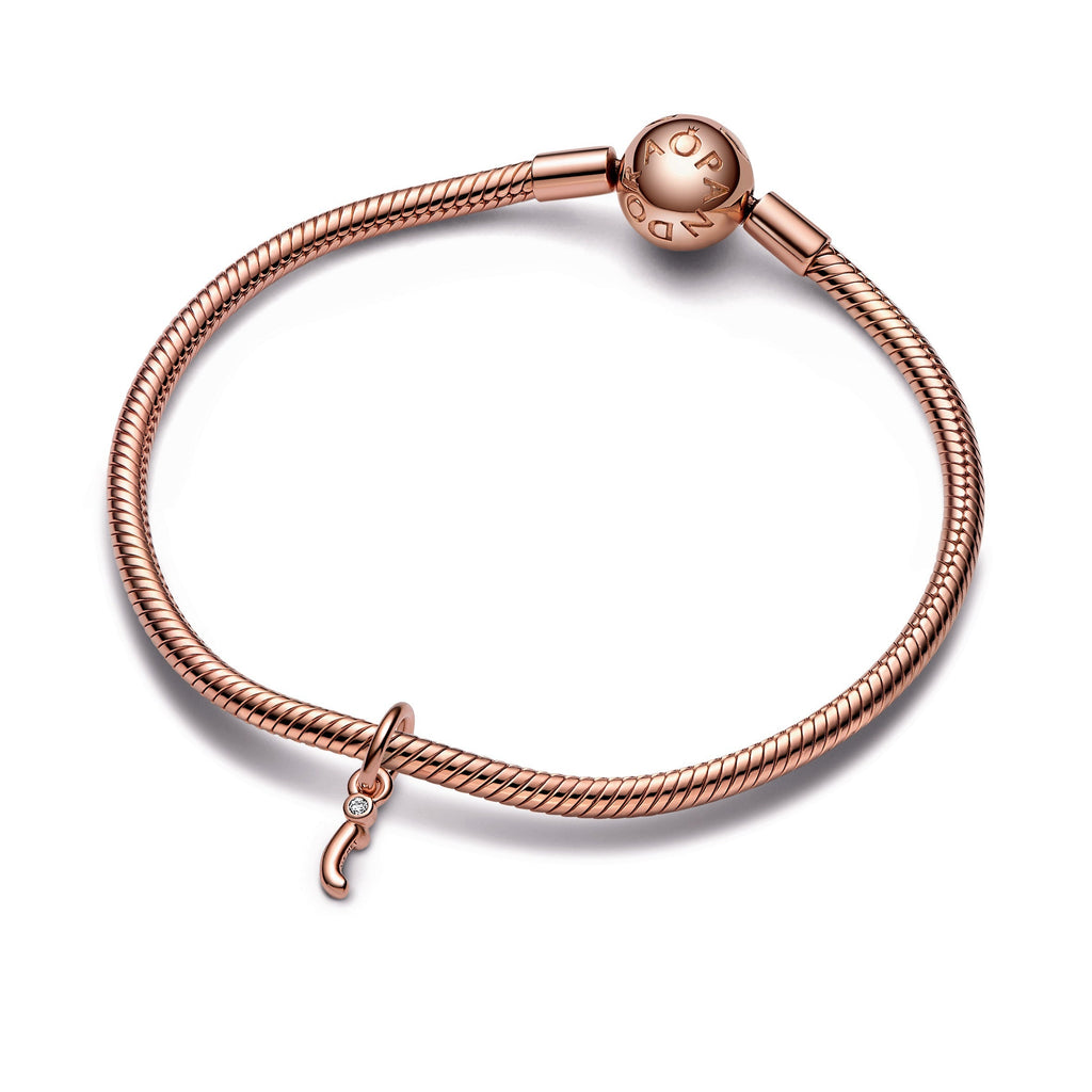 PANDORA Letter I Script Alphabet Dangle Charm 14K Rose Gold Plated Unique Metal Blend Charms Bracelet Charm Jewelry Gift