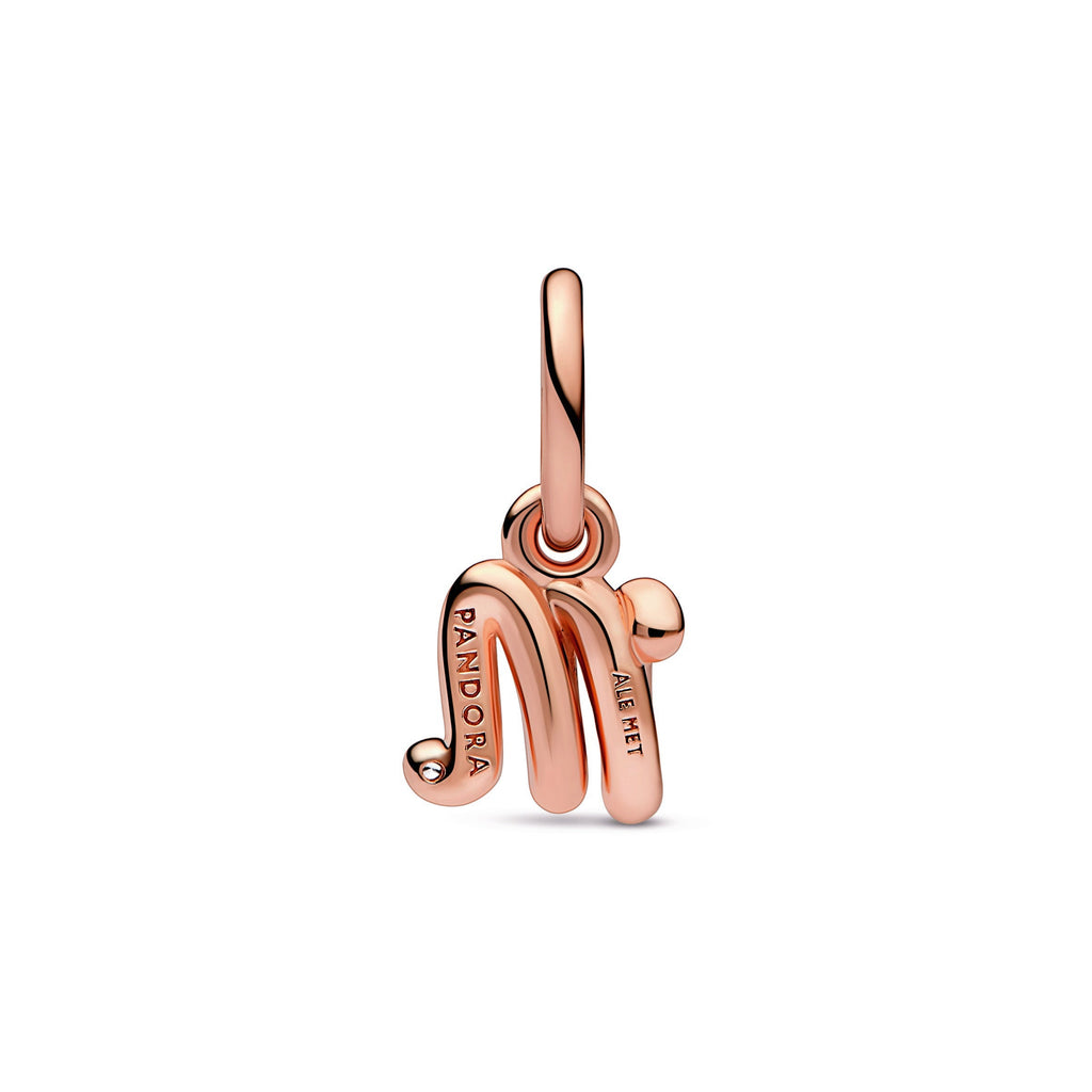 PANDORA Letter M Script Alphabet Dangle Charm 14K Rose Gold Plated Unique Metal Blend Charms Bracelet Charm Jewelry Gift