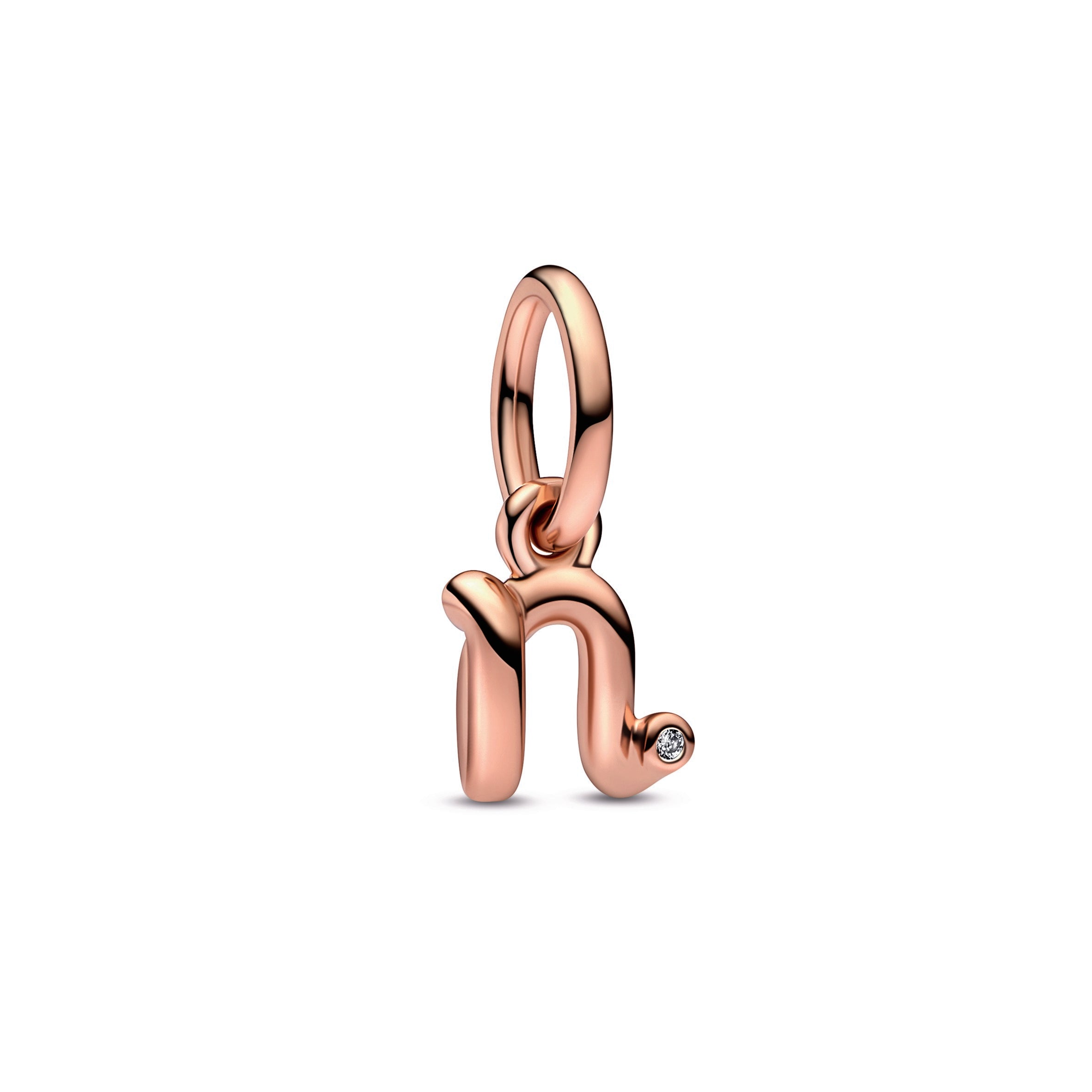 PANDORA Letter N Script Alphabet Dangle Charm 14K Rose Gold Plated Unique Metal Blend Charms Bracelet Charm Jewelry Gift