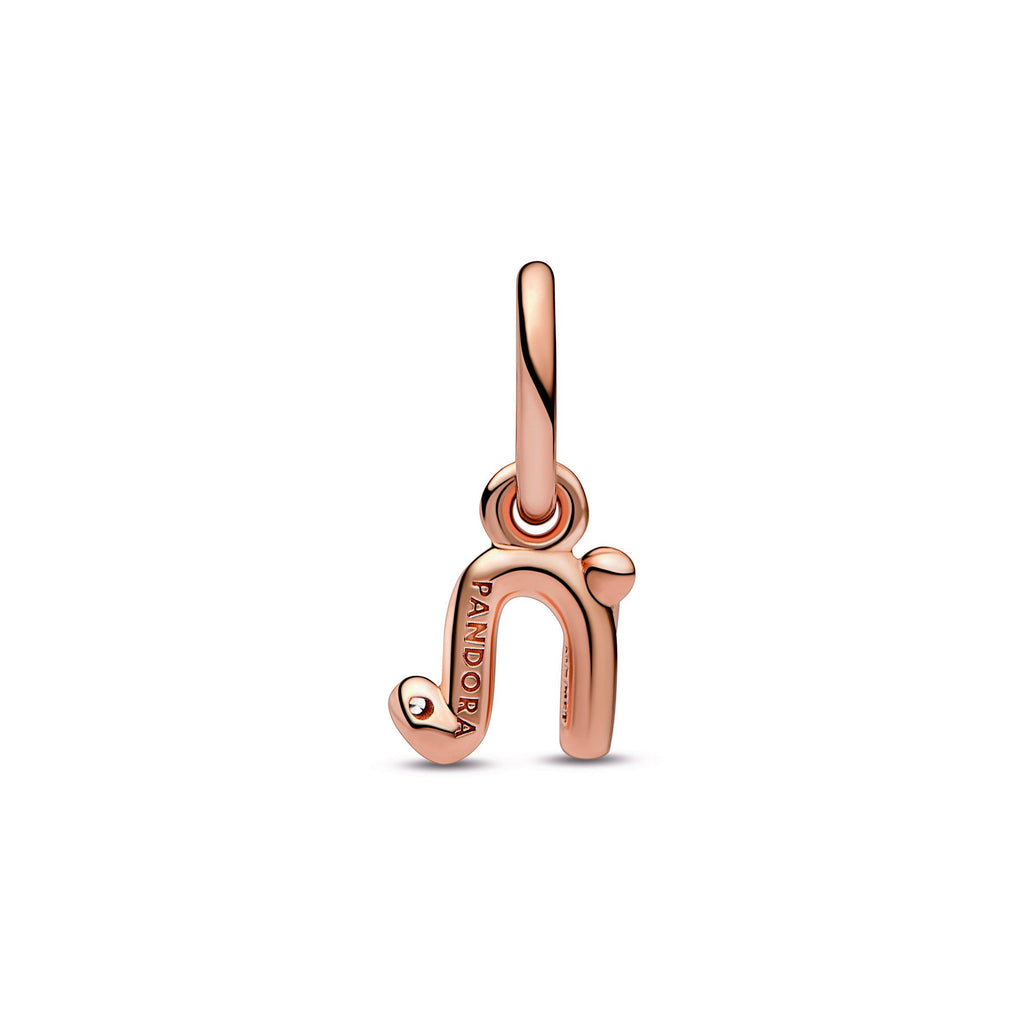 PANDORA Letter N Script Alphabet Dangle Charm 14K Rose Gold Plated Unique Metal Blend Charms Bracelet Charm Jewelry Gift