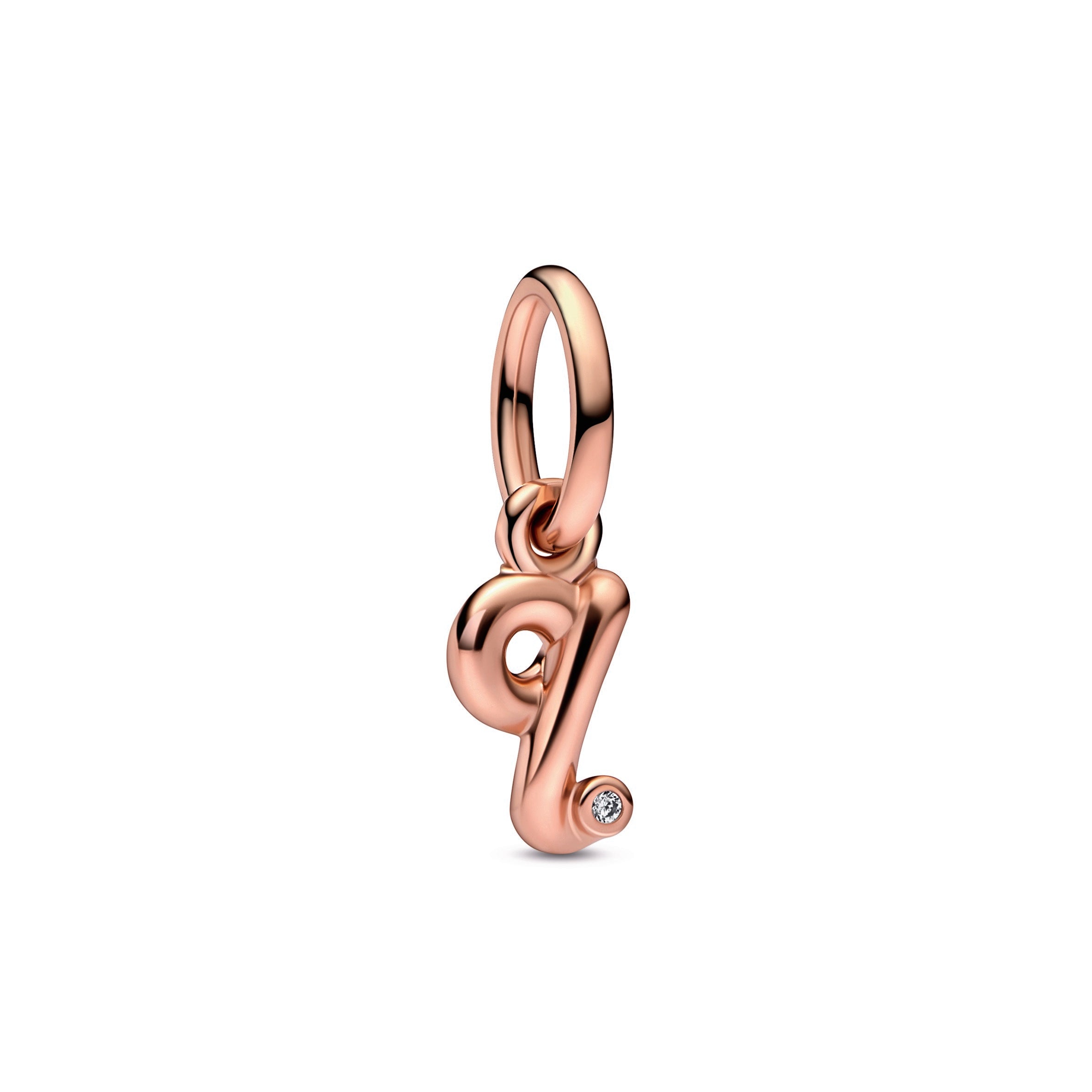 PANDORA Letter Q Script Alphabet Dangle Charm 14K Rose Gold Plated Unique Metal Blend Charms Bracelet Charm Jewelry Gift