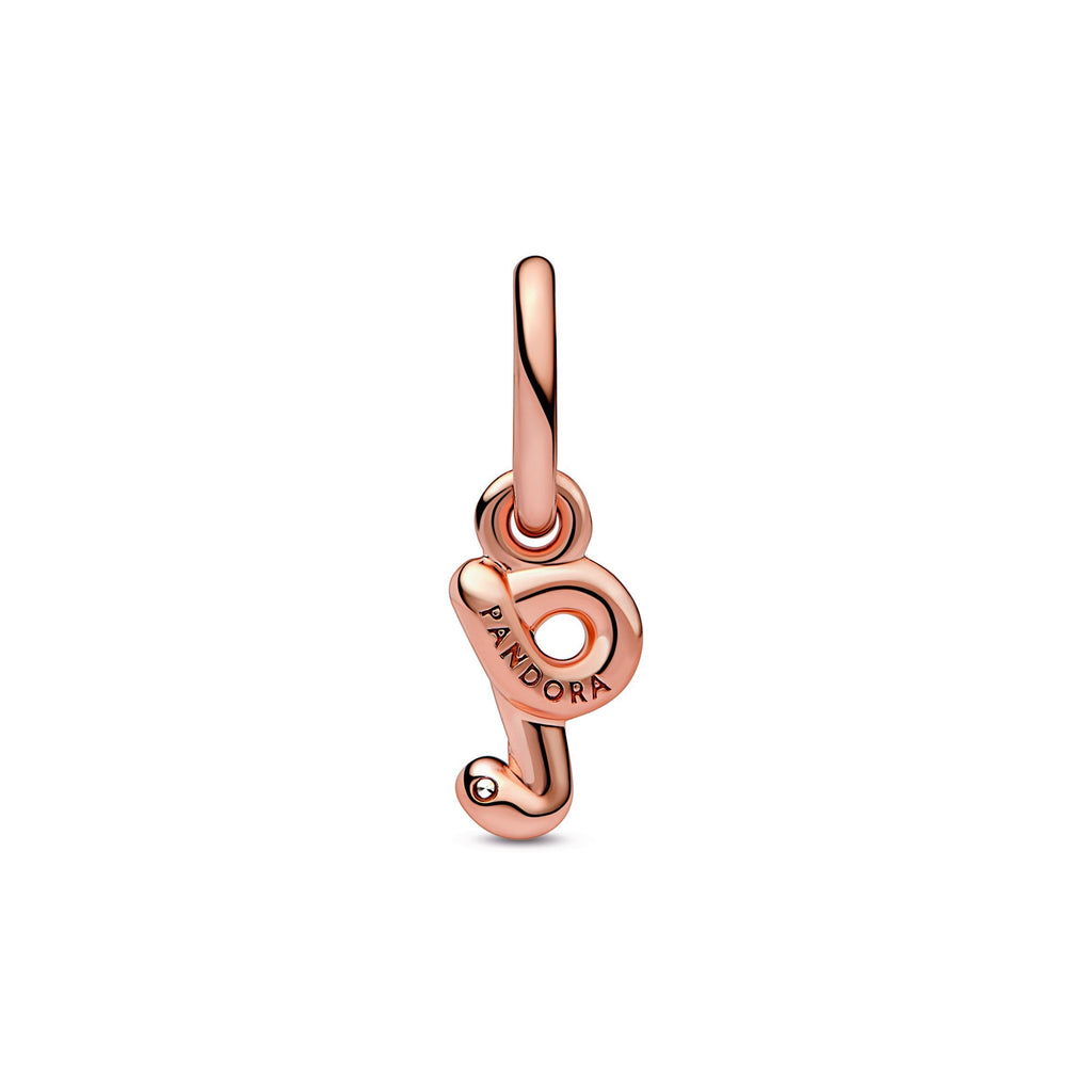 PANDORA Letter Q Script Alphabet Dangle Charm 14K Rose Gold Plated Unique Metal Blend Charms Bracelet Charm Jewelry Gift
