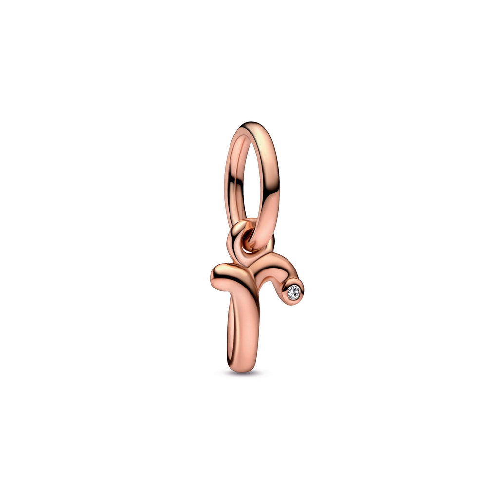 PANDORA Letter R Script Alphabet Dangle Charm 14K Rose Gold Plated Unique Metal Blend Charms Bracelet Charm Jewelry Gift