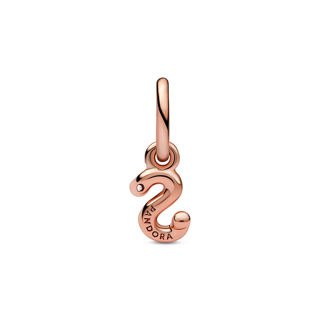 PANDORA Letter S Script Alphabet Dangle Charm 14K Rose Gold Plated Unique Metal Blend Charms Bracelet Charm Jewelry Gift