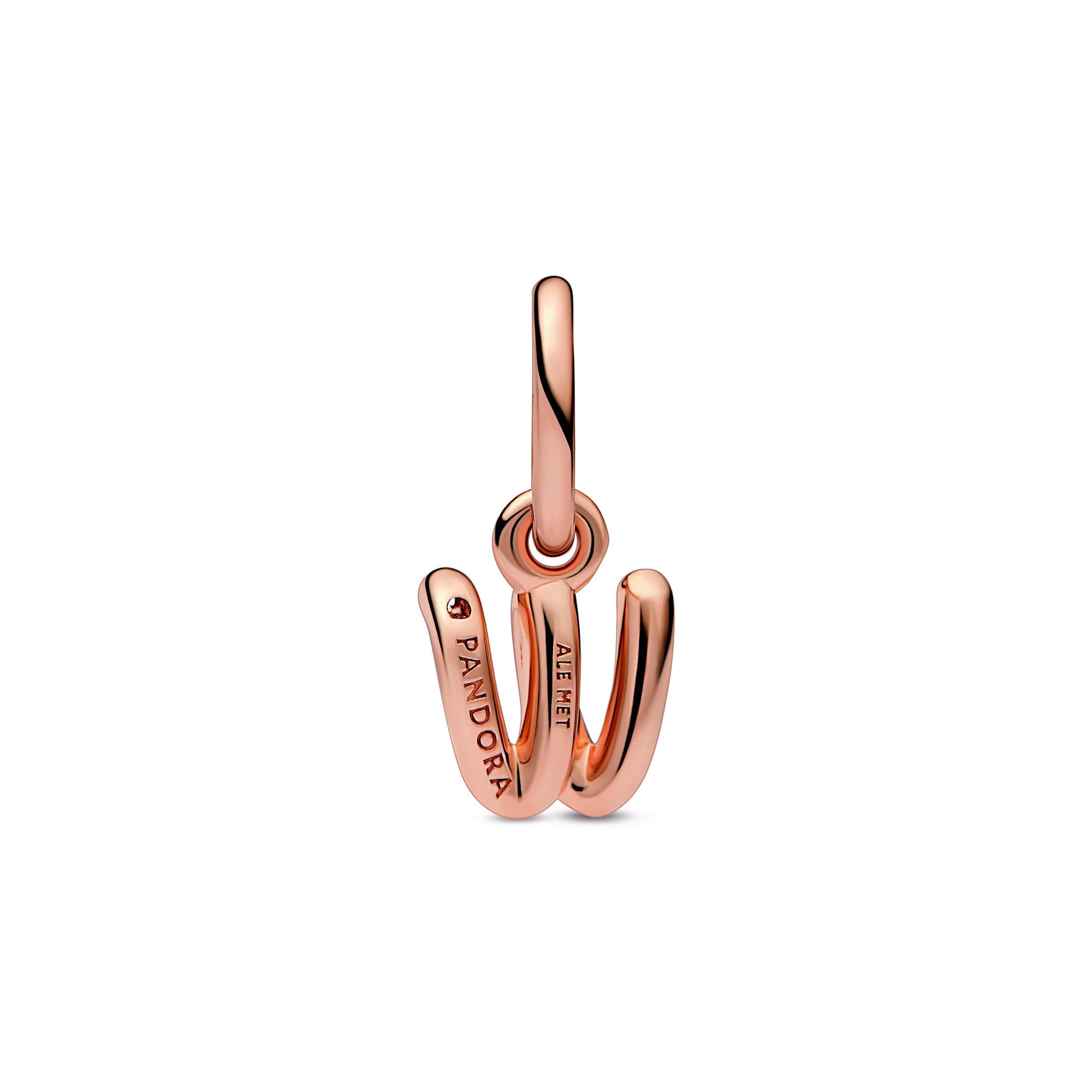 PANDORA Letter W Script Alphabet Dangle Charm 14K Rose Gold Plated Unique Metal Blend Charms Bracelet Charm Jewelry Gift