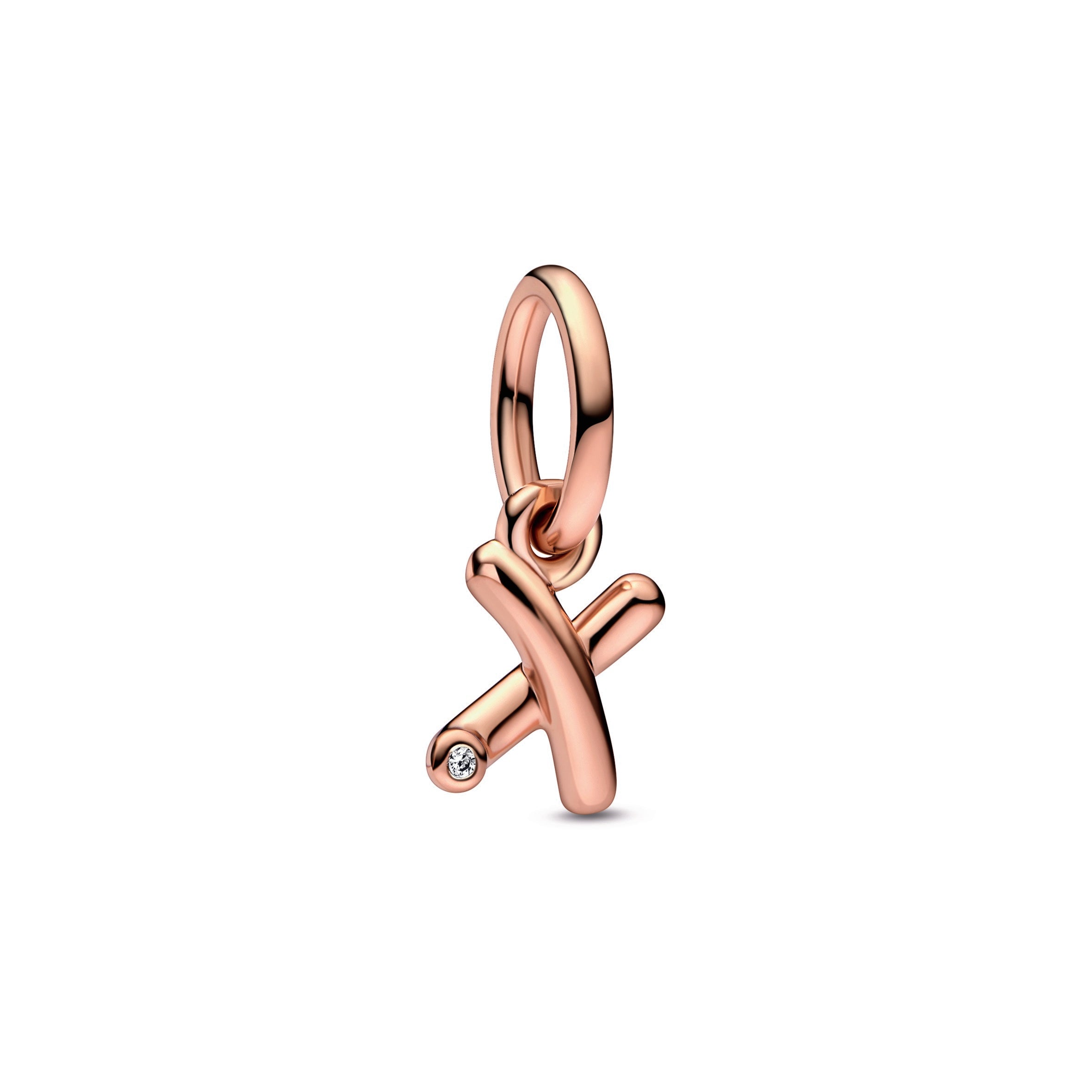 PANDORA Letter X Script Alphabet Dangle Charm 14K Rose Gold Plated Unique Metal Blend Charms Bracelet Charm Jewelry Gift