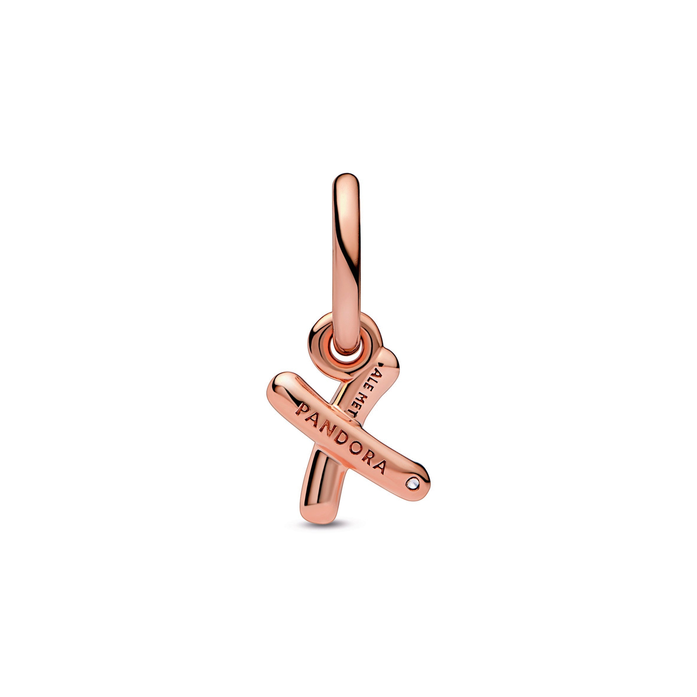 PANDORA Letter X Script Alphabet Dangle Charm 14K Rose Gold Plated Unique Metal Blend Charms Bracelet Charm Jewelry Gift