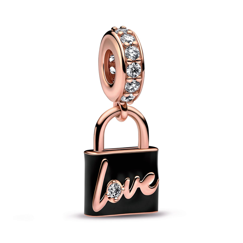 PANDORA Love Padlock Dangle Charm 14K Rose Gold Plated Unique Metal Blend Charms Bracelet Charm Jewelry Gift
