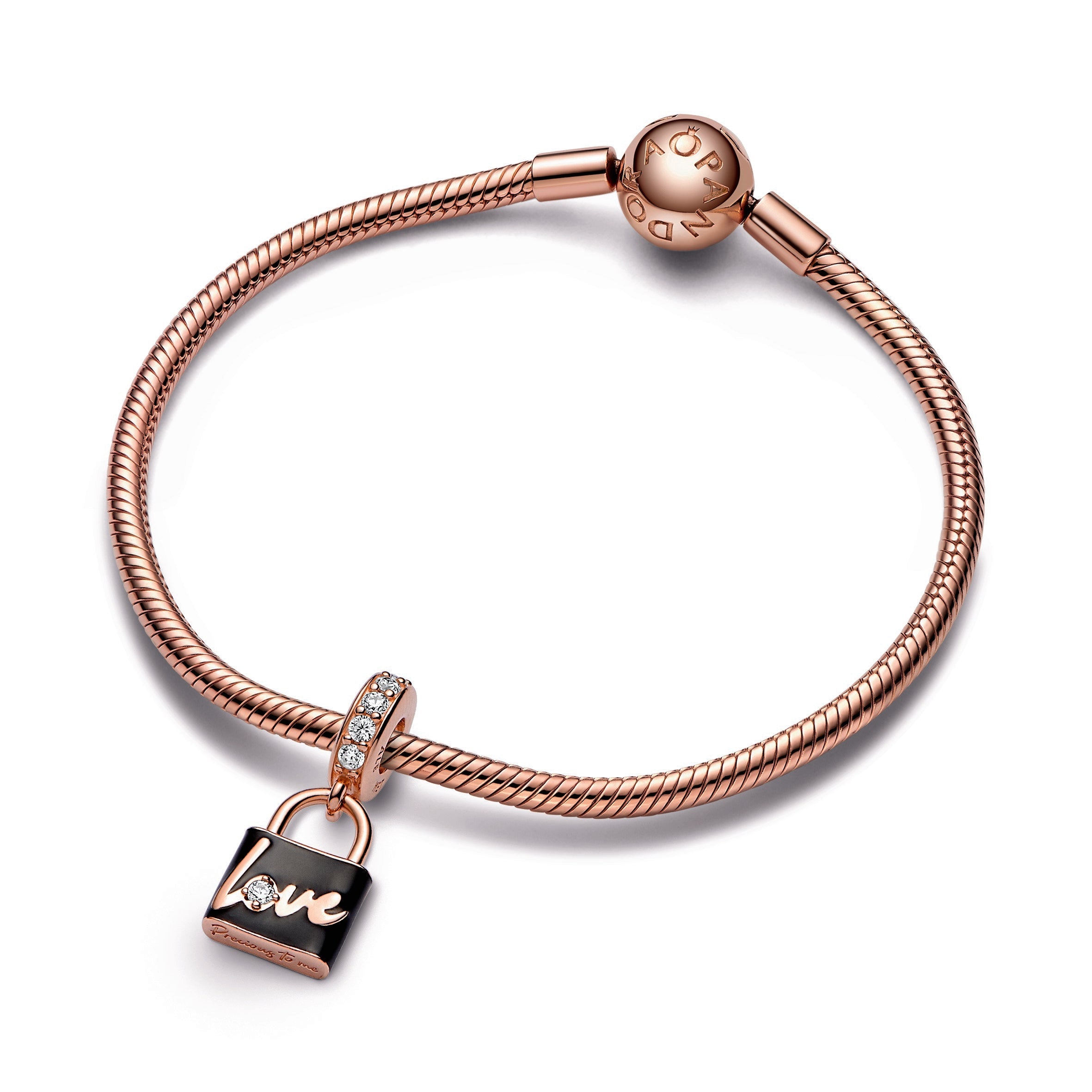 PANDORA Love Padlock Dangle Charm 14K Rose Gold Plated Unique Metal Blend Charms Bracelet Charm Jewelry Gift