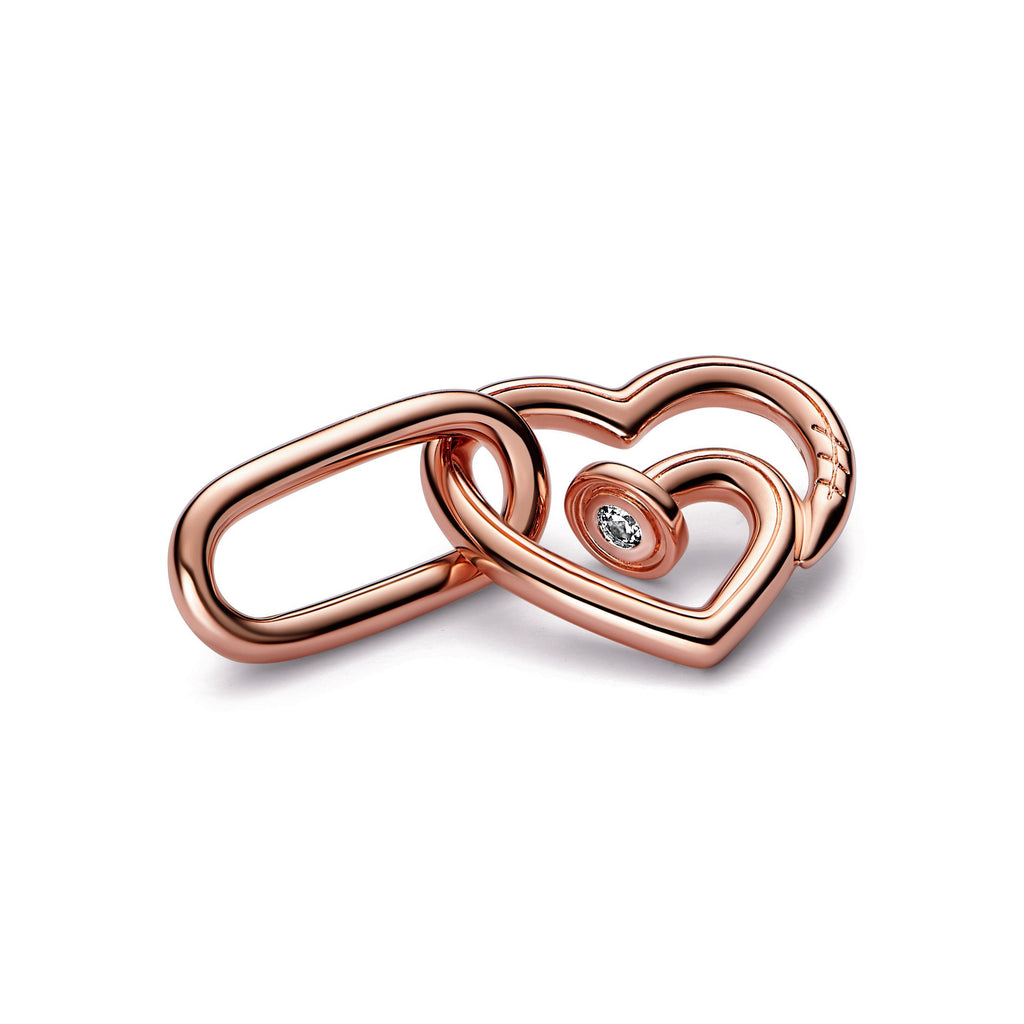 PANDORA ME Nailed Heart Styling Double Link 14K Rose Gold Plated Unique Metal Blend Bracelets Chain Bracelet Jewelry Gift