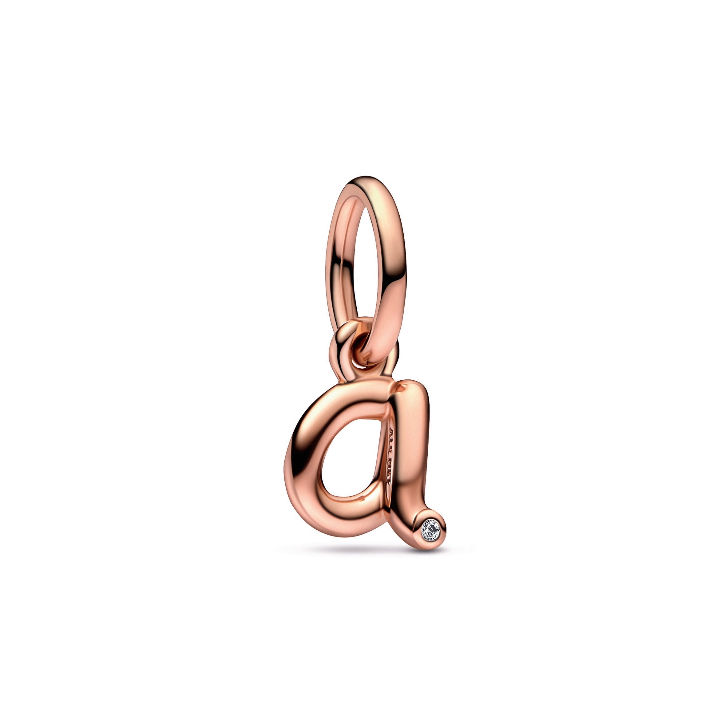 PANDORA Letter A Script Alphabet Dangle Charm 14K Rose Gold Plated Unique Metal Blend Charms Bracelet Charm Jewelry Gift