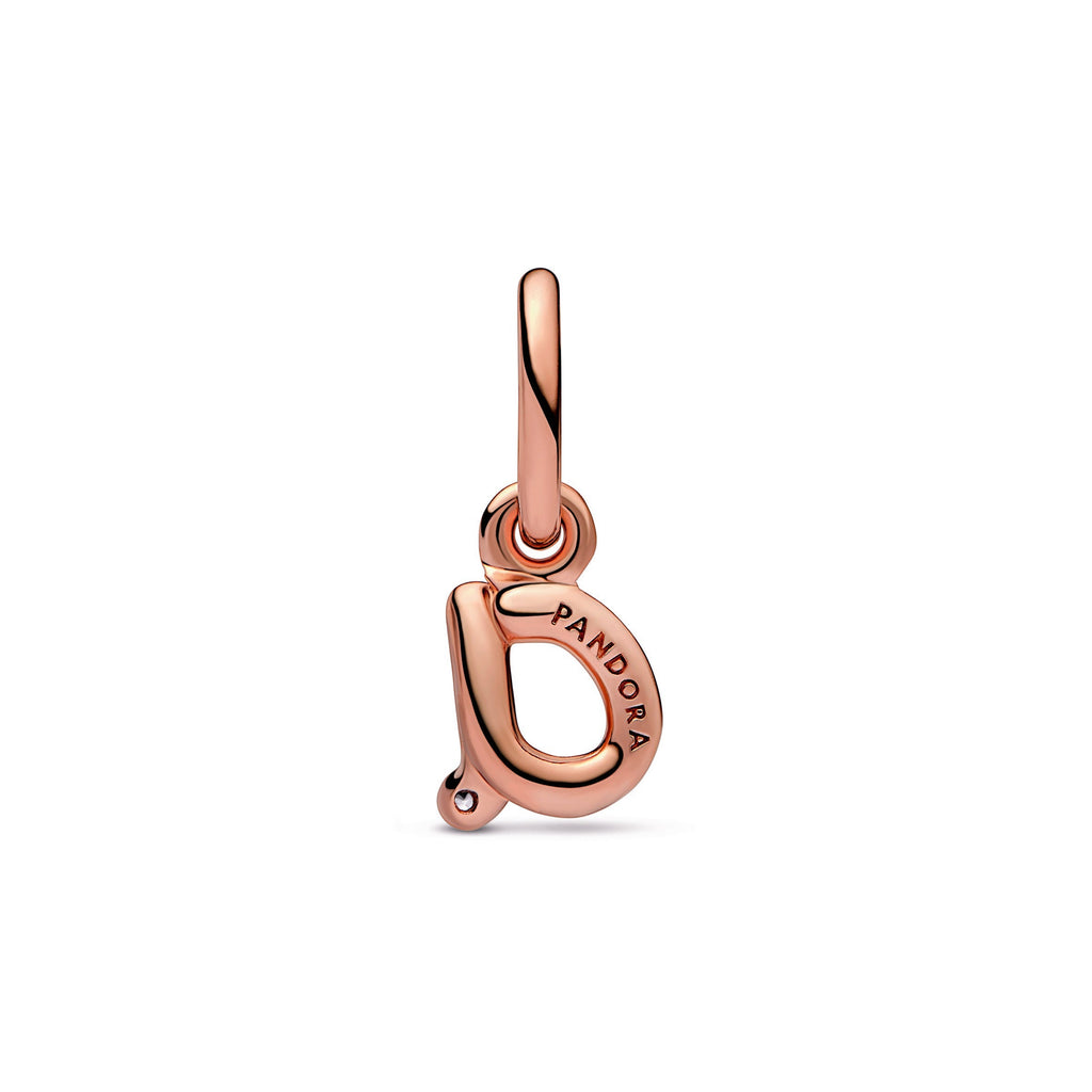 PANDORA Letter A Script Alphabet Dangle Charm 14K Rose Gold Plated Unique Metal Blend Charms Bracelet Charm Jewelry Gift