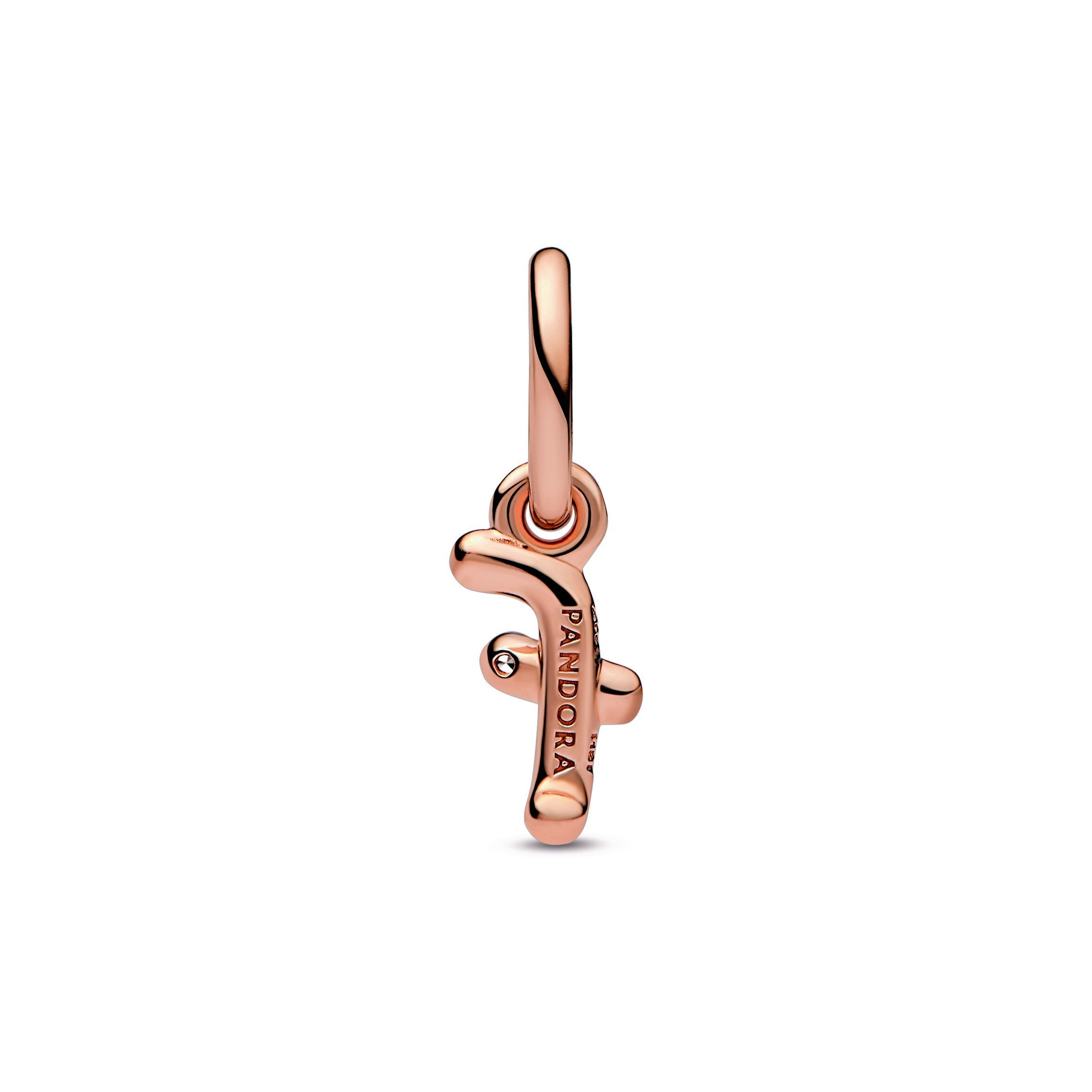 PANDORA Letter F Script Alphabet Dangle Charm 14K Rose Gold Plated Unique Metal Blend Charms Bracelet Charm Jewelry Gift