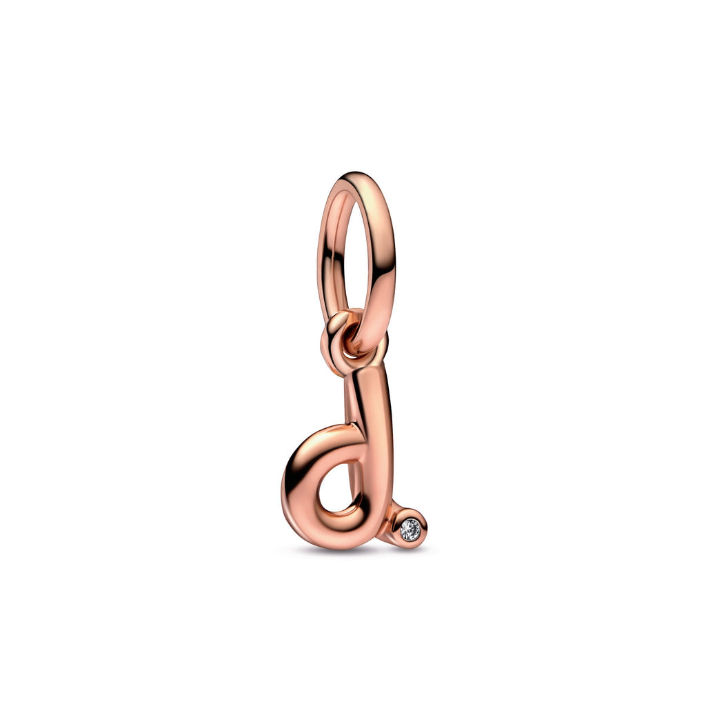 PANDORA Letter D Script Alphabet Dangle Charm 14K Rose Gold Plated Unique Metal Blend Charms Bracelet Charm Jewelry Gift