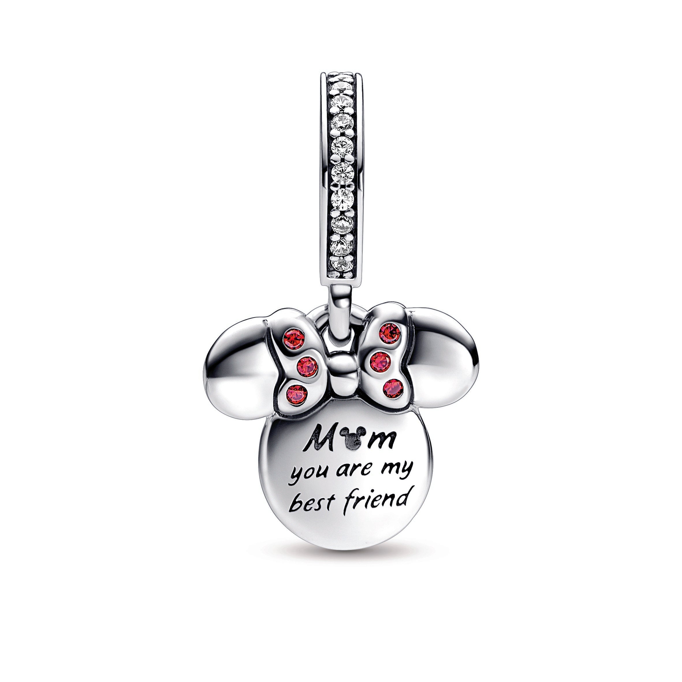 PANDORA Disney Minnie Mouse Silhouette Double Dangle Charm 14K Rose Gold Plated Unique Metal Blend Charms Bracelet Charm Jewelry Gift
