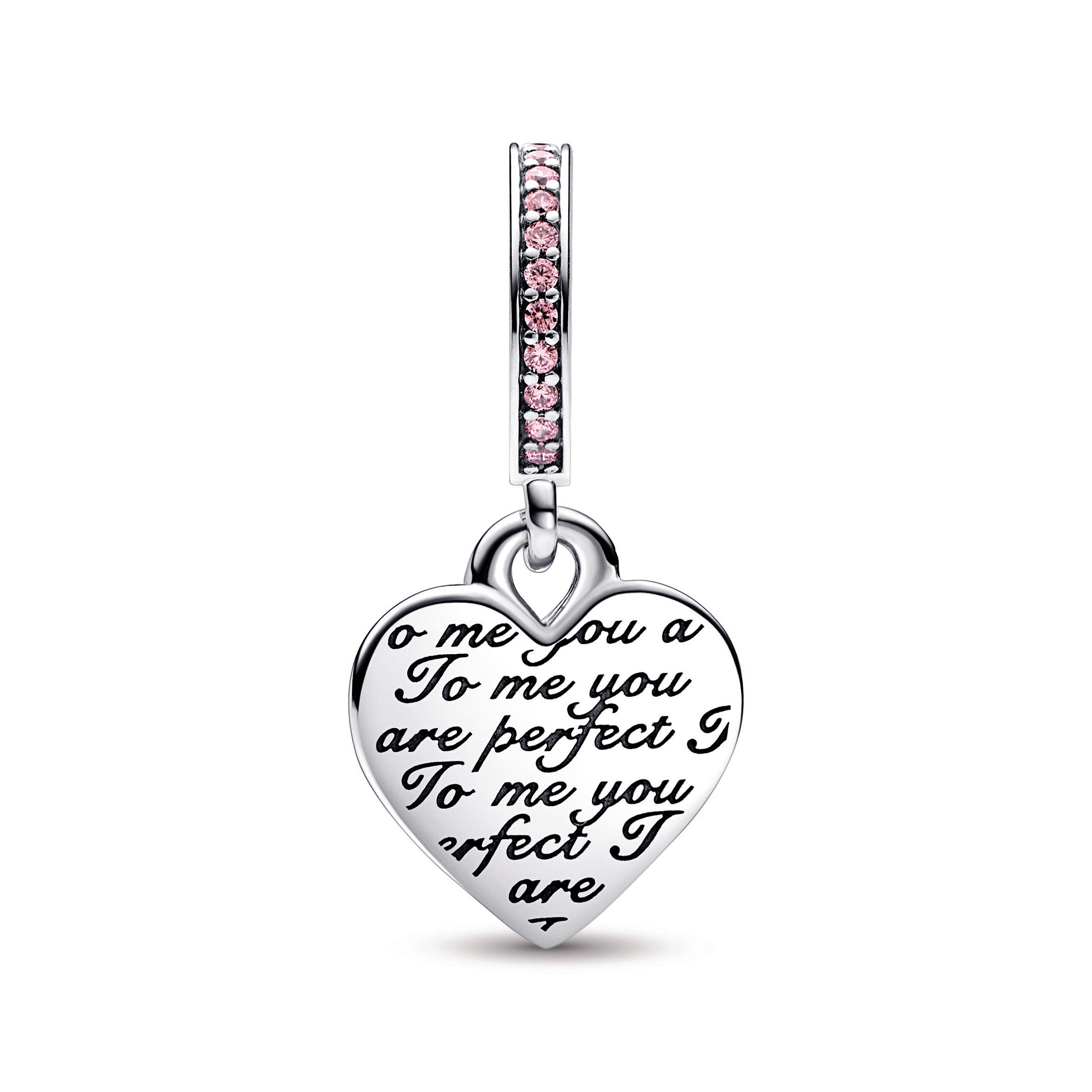 PANDORA Two-tone Infinity Heart Double Dangle Charm 14K Rose Gold Plated Unique Metal Blend Mothers Day Charms Bracelet Charm Jewelry Gift