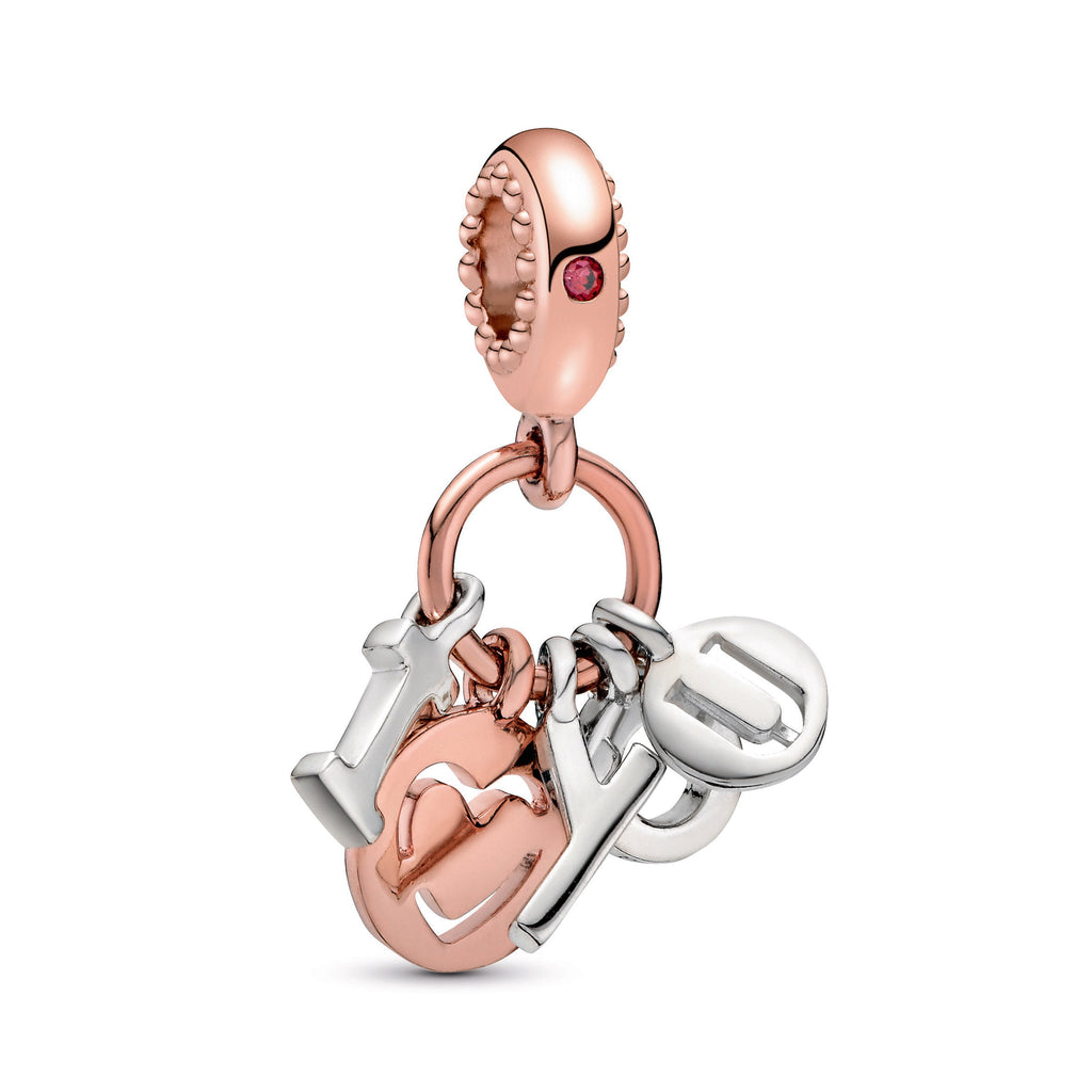 PANDORA I Love You Letters Dangle Charm 14K Rose Gold Plated Unique Metal Blend Charms Bracelet Charm Jewelry Gift