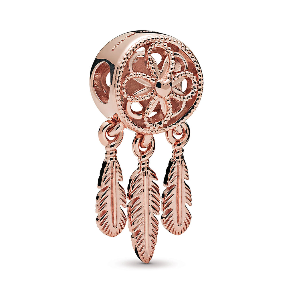 PANDORA Spiritual Dreamcatcher 14K Rose Gold Plated Unique Metal Blend Charms Bracelet Charm Jewelry Gift