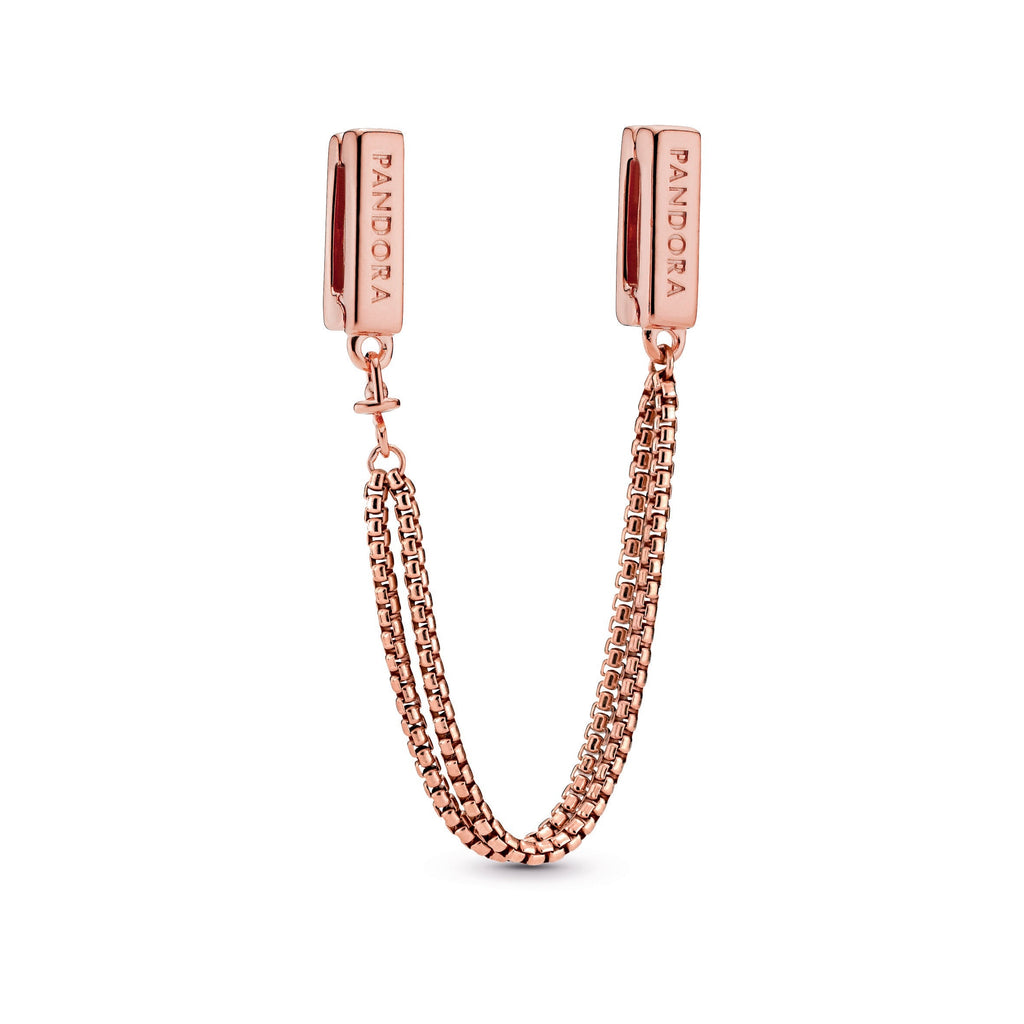 PANDORA Safety Chain Clip Charm 14K Rose Gold Plated Unique Metal Blend Charms Bracelet Charm Jewelry Gift