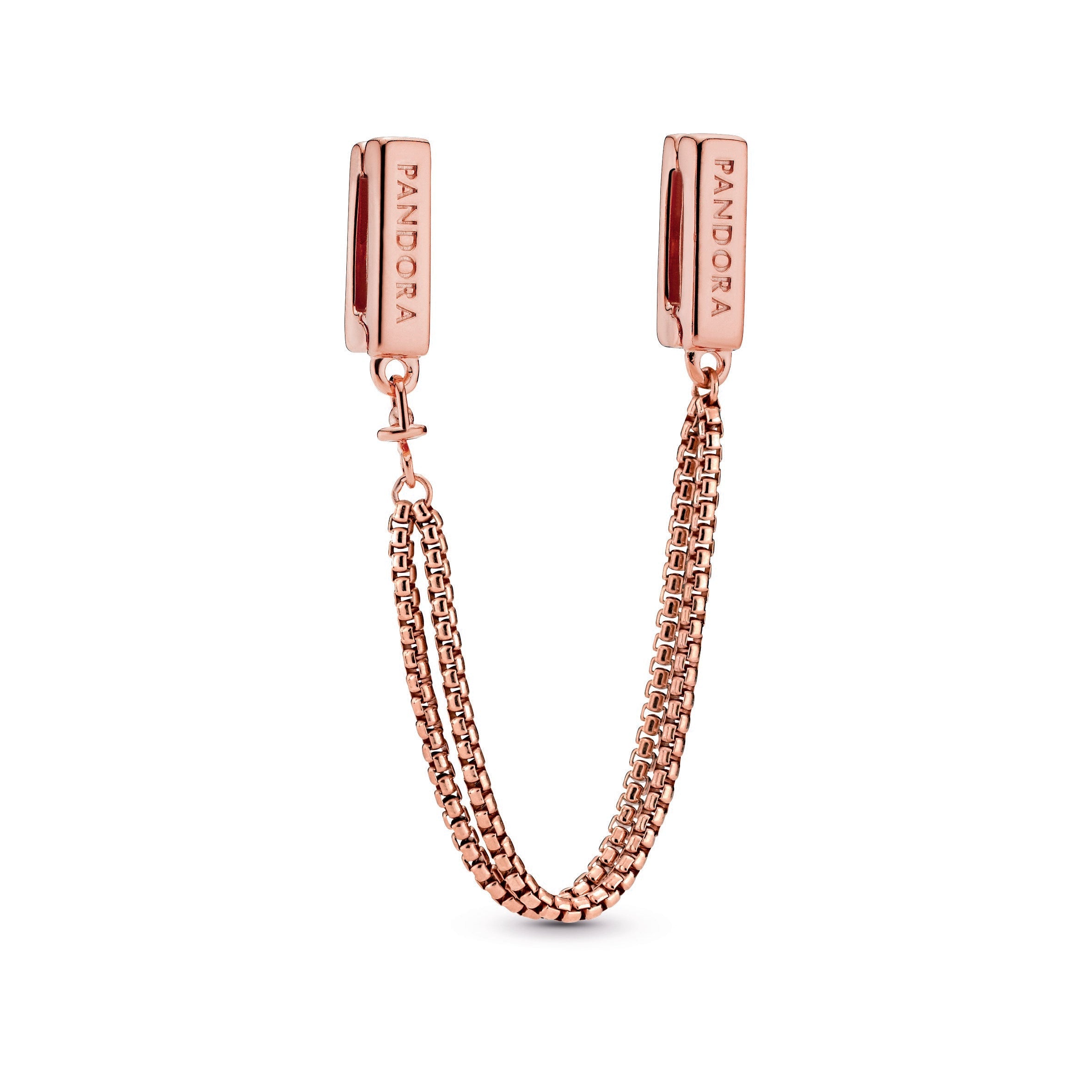 PANDORA Safety Chain Clip Charm 14K Rose Gold Plated Unique Metal Blend Charms Bracelet Charm Jewelry Gift