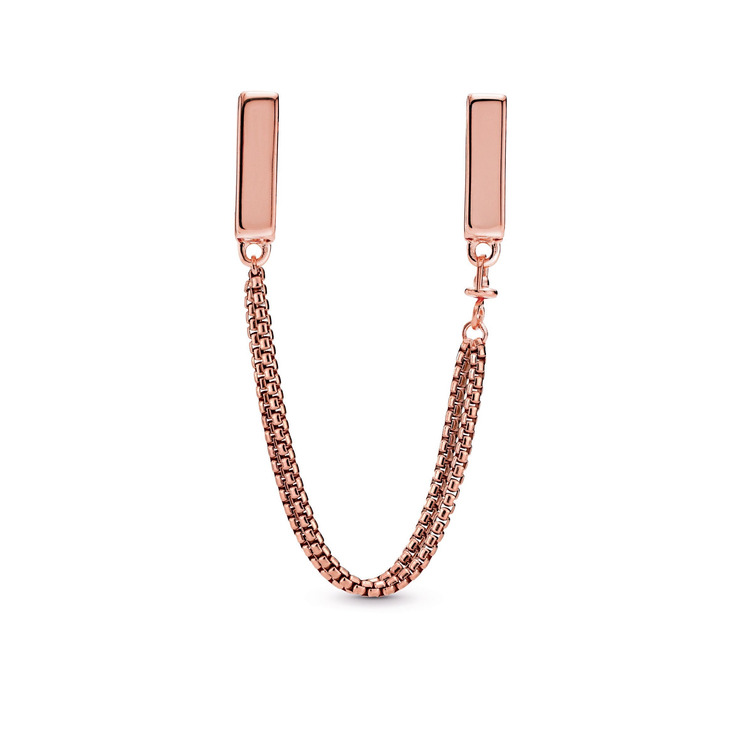 PANDORA Safety Chain Clip Charm 14K Rose Gold Plated Unique Metal Blend Charms Bracelet Charm Jewelry Gift